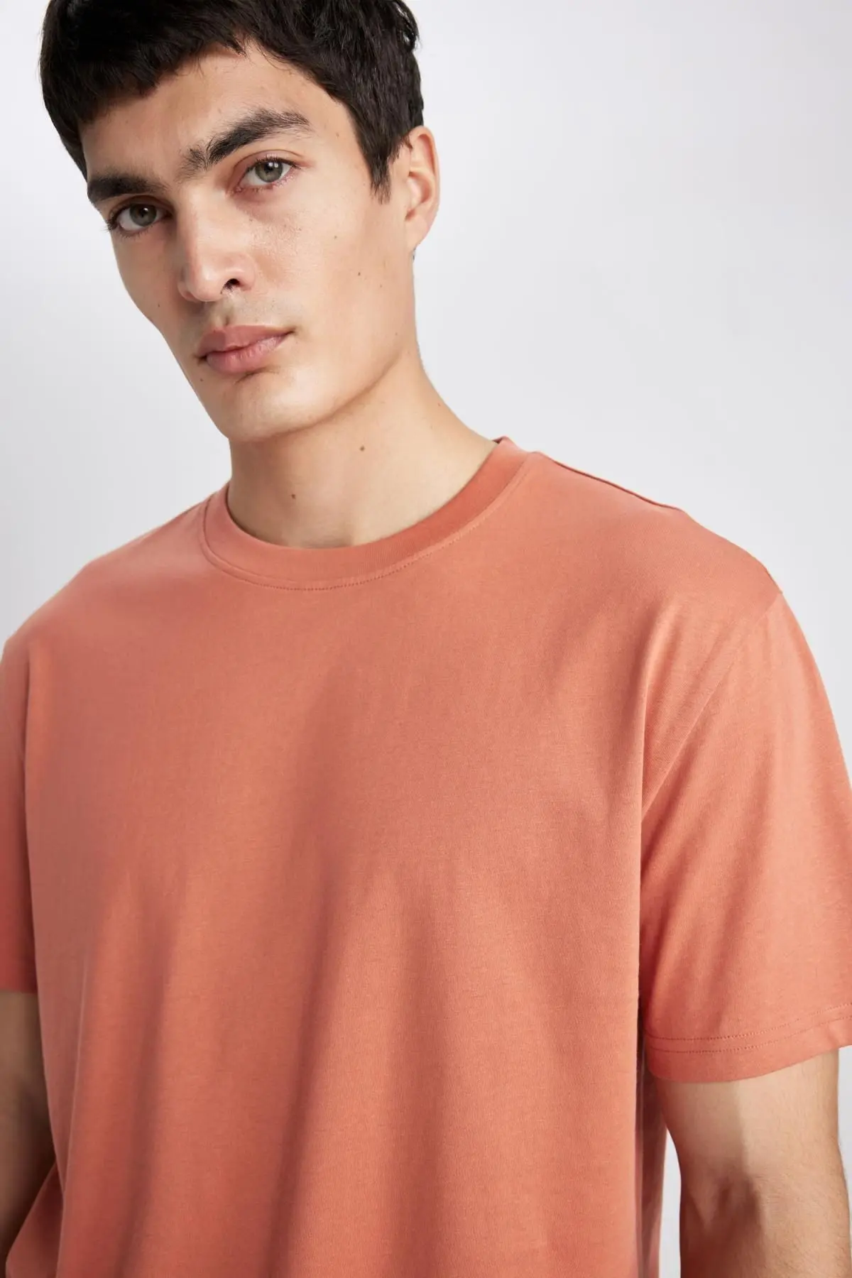 New Regular Fit Bisiklet Yaka Kısa Kollu %100 Pamuk Basic Tişört V7699az24sp
