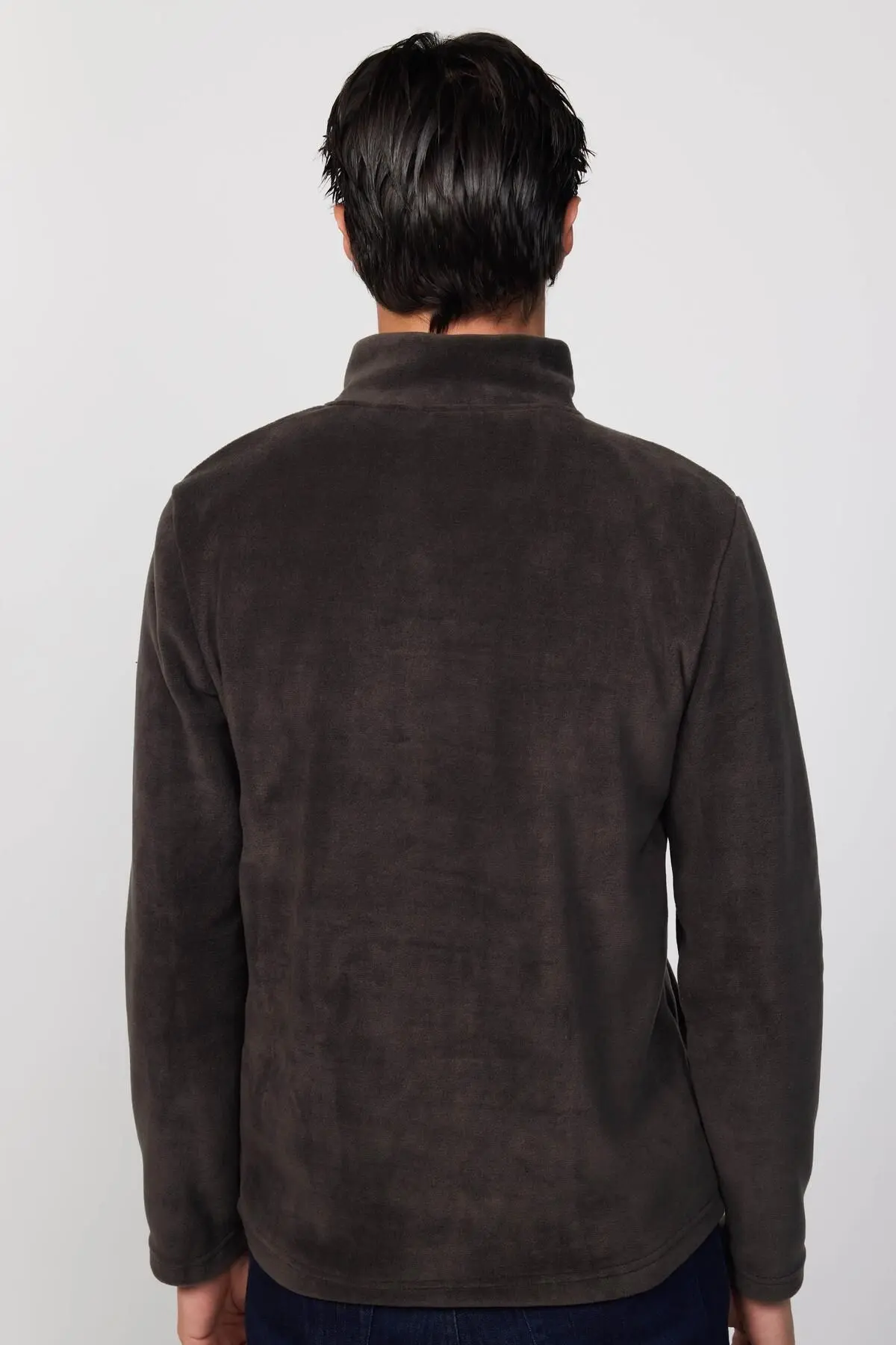 Erkek Standart Fit Rahat Kesim Tüylenme Yapmayan Soğuk Geçirmez Füme Dik Yaka Polar Sweatshirt