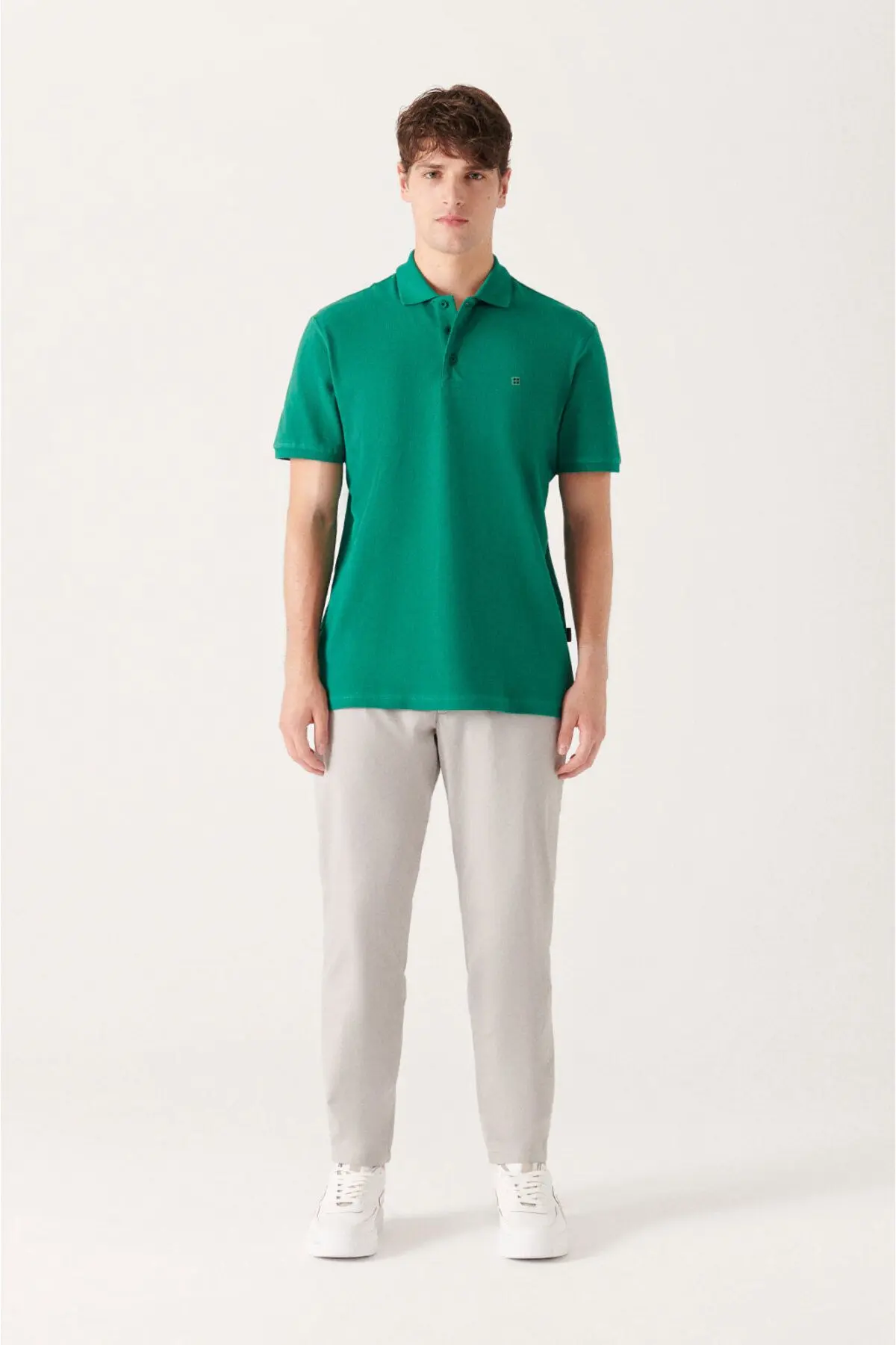 Erkek Yeşil Polo Yaka T-shirt %100 Pamuk Serin Tutan Regular Fit E001004