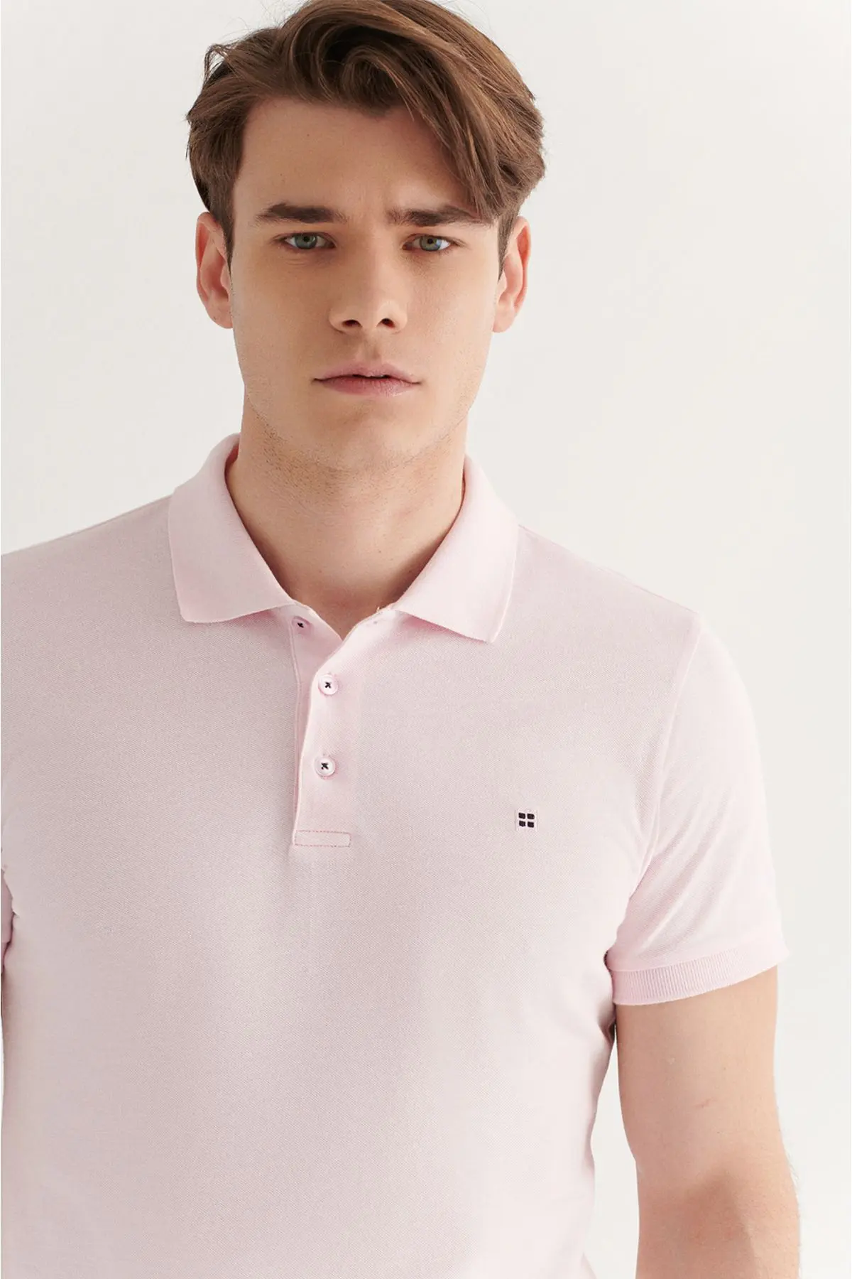 Erkek Açık Pembe Polo Yaka T-shirt %100 Pamuk Serin Tutan Regular Fit E001004