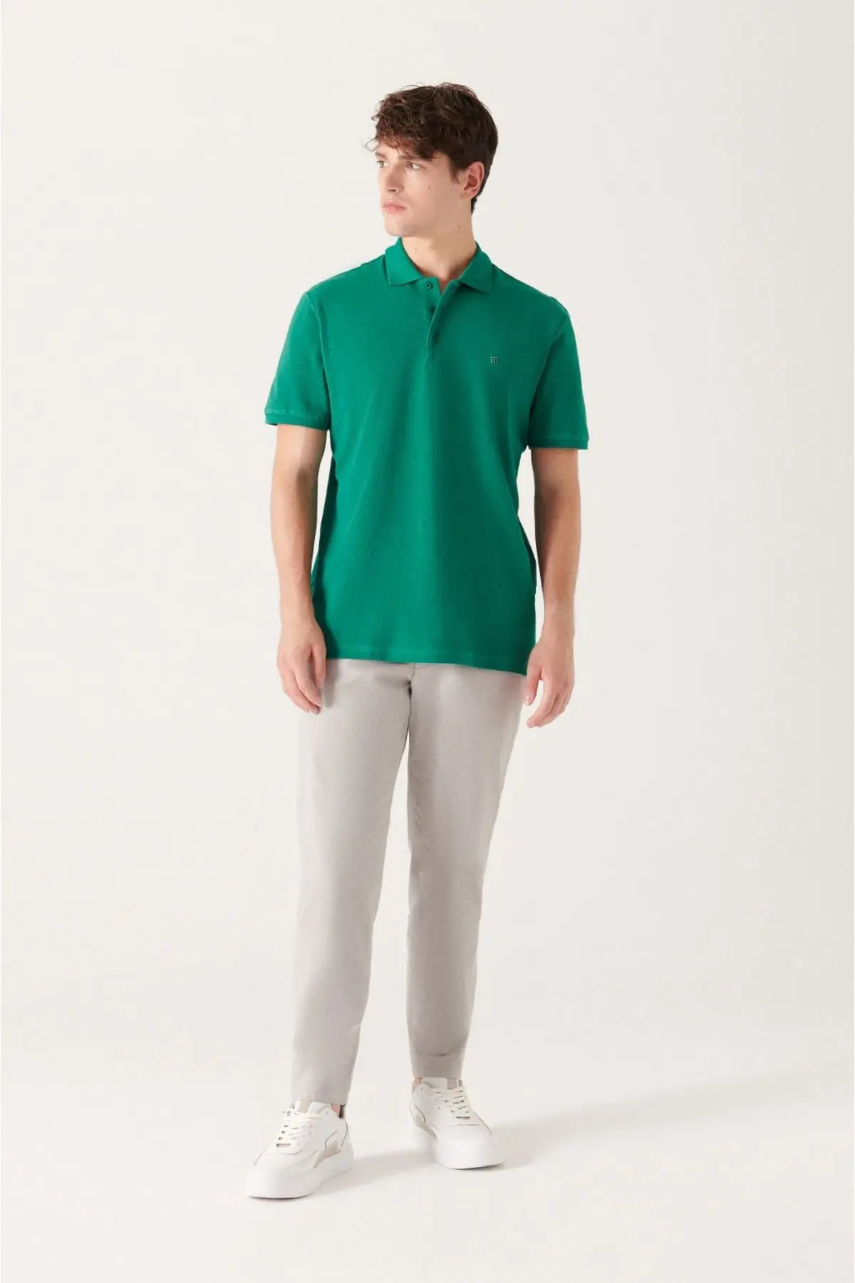 Erkek Yeşil Polo Yaka T-shirt %100 Pamuk Serin Tutan Regular Fit E001004