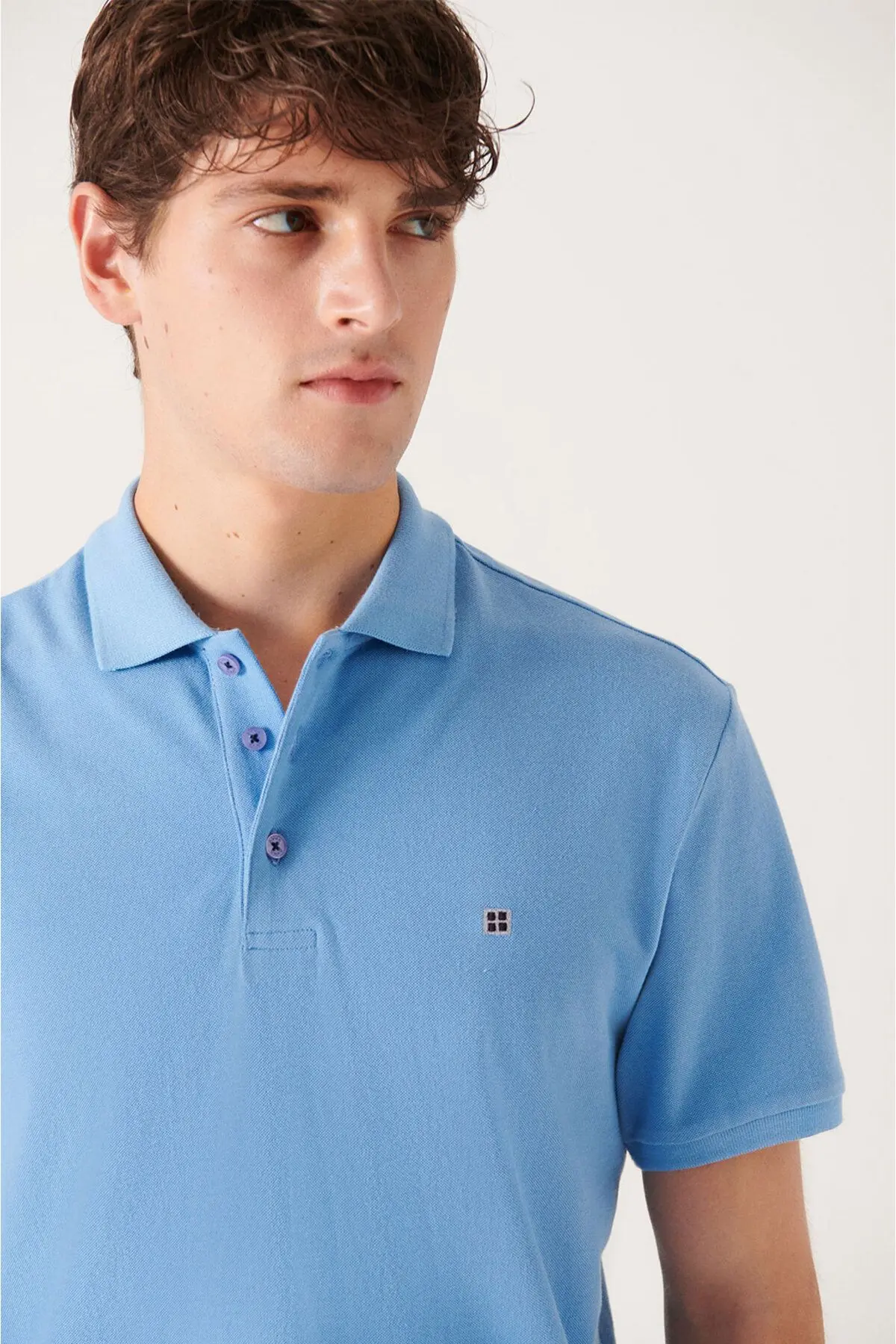 Erkek Mavi Polo Yaka T-shirt %100 Pamuk Serin Tutan Regular Fit E001004