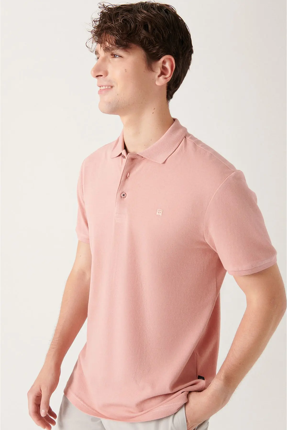Erkek Gül Kurusu Polo Yaka T-shirt %100 Pamuk Serin Tutan Regular Fit E001004