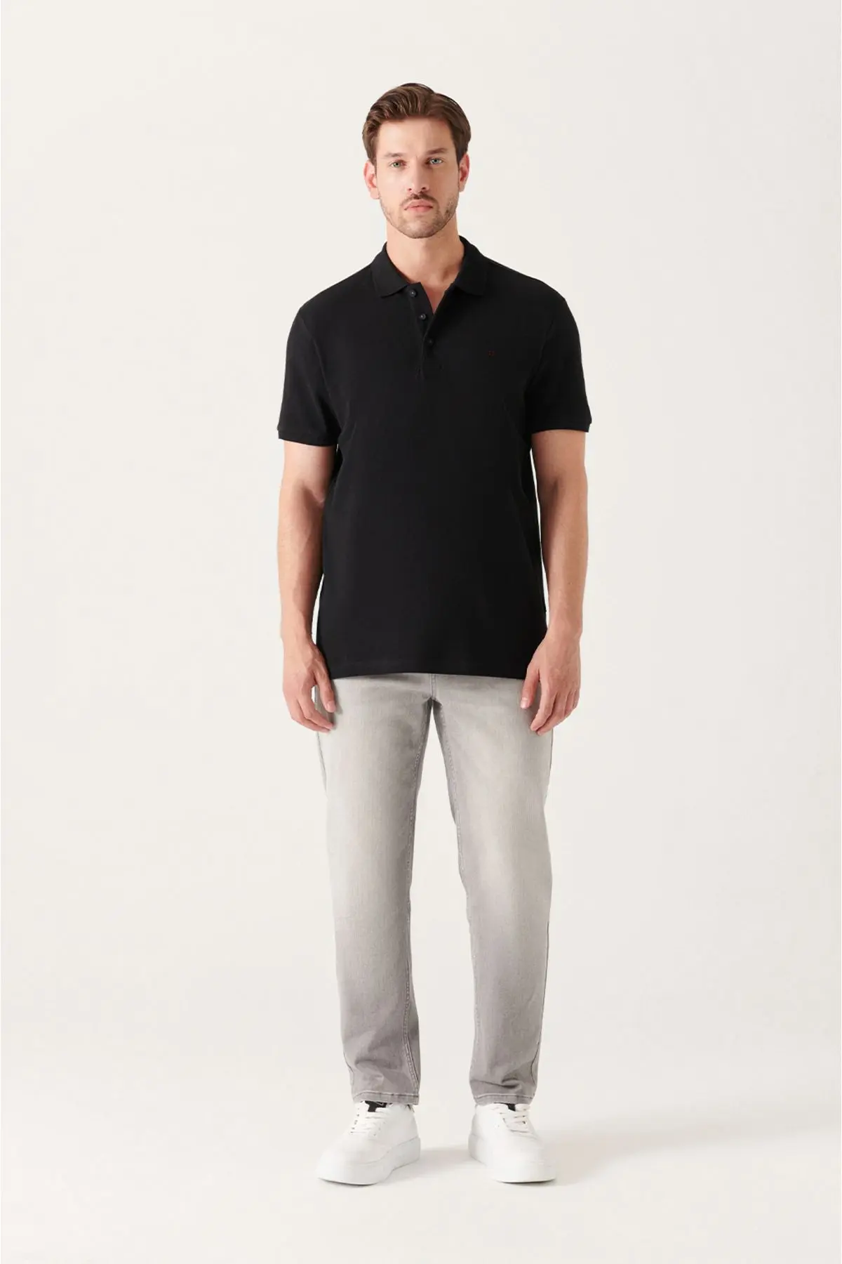 Erkek Siyah Polo Yaka T-shirt %100 Pamuk Serin Tutan Regular Fit E001004