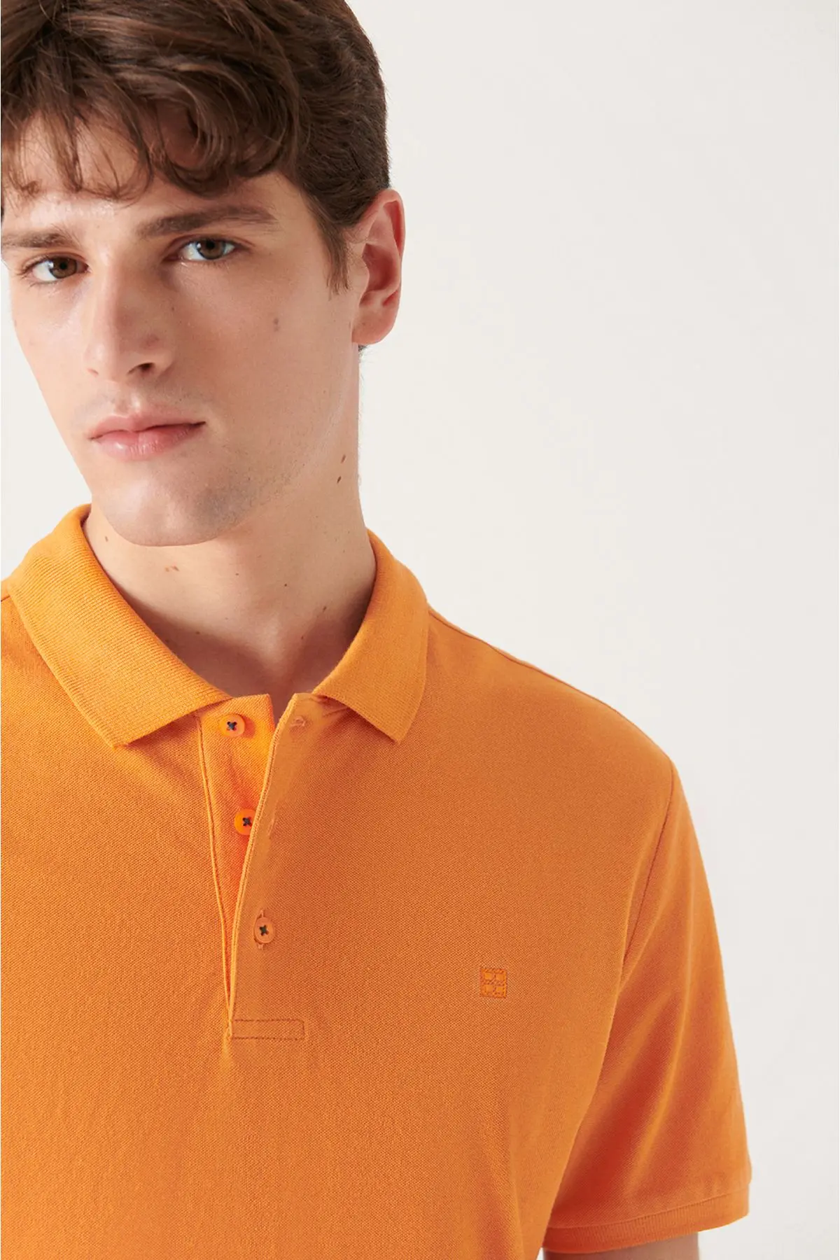 Erkek Turuncu Polo Yaka T-shirt %100 Pamuk Serin Tutan Regular Fit E001004