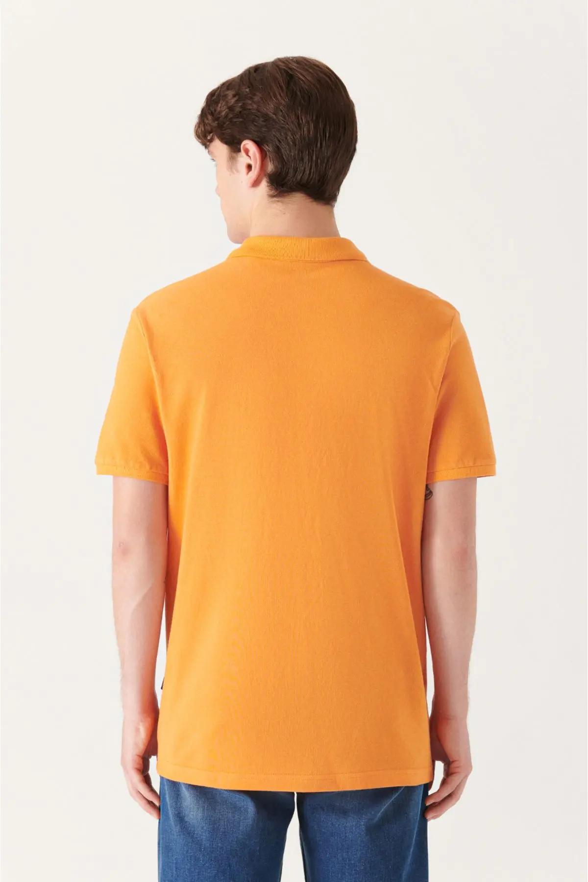 Erkek Turuncu Polo Yaka T-shirt %100 Pamuk Serin Tutan Regular Fit E001004