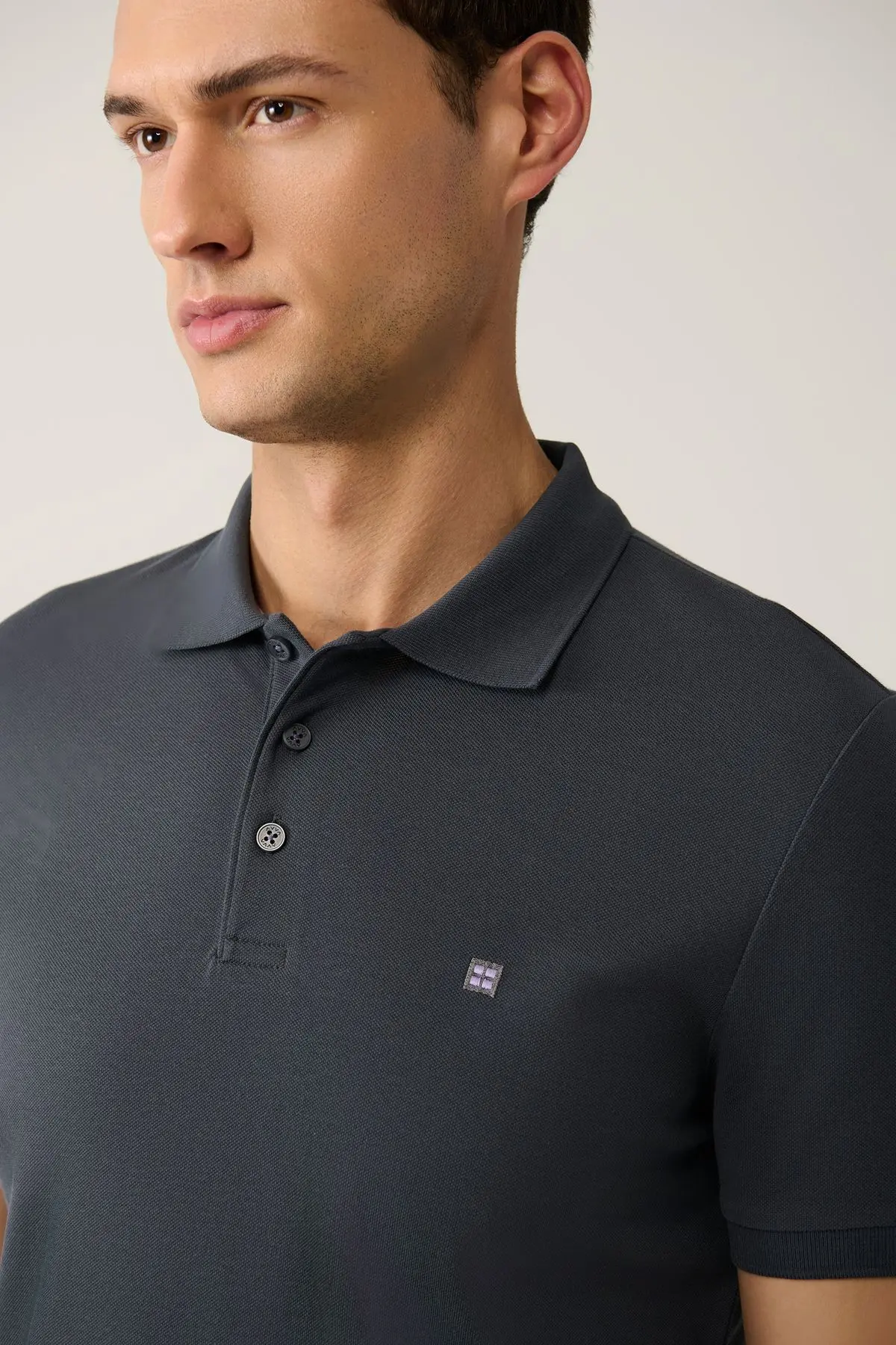 Erkek Antrasit Polo Yaka T-shirt %100 Pamuk Serin Tutan Regular Fit E001004
