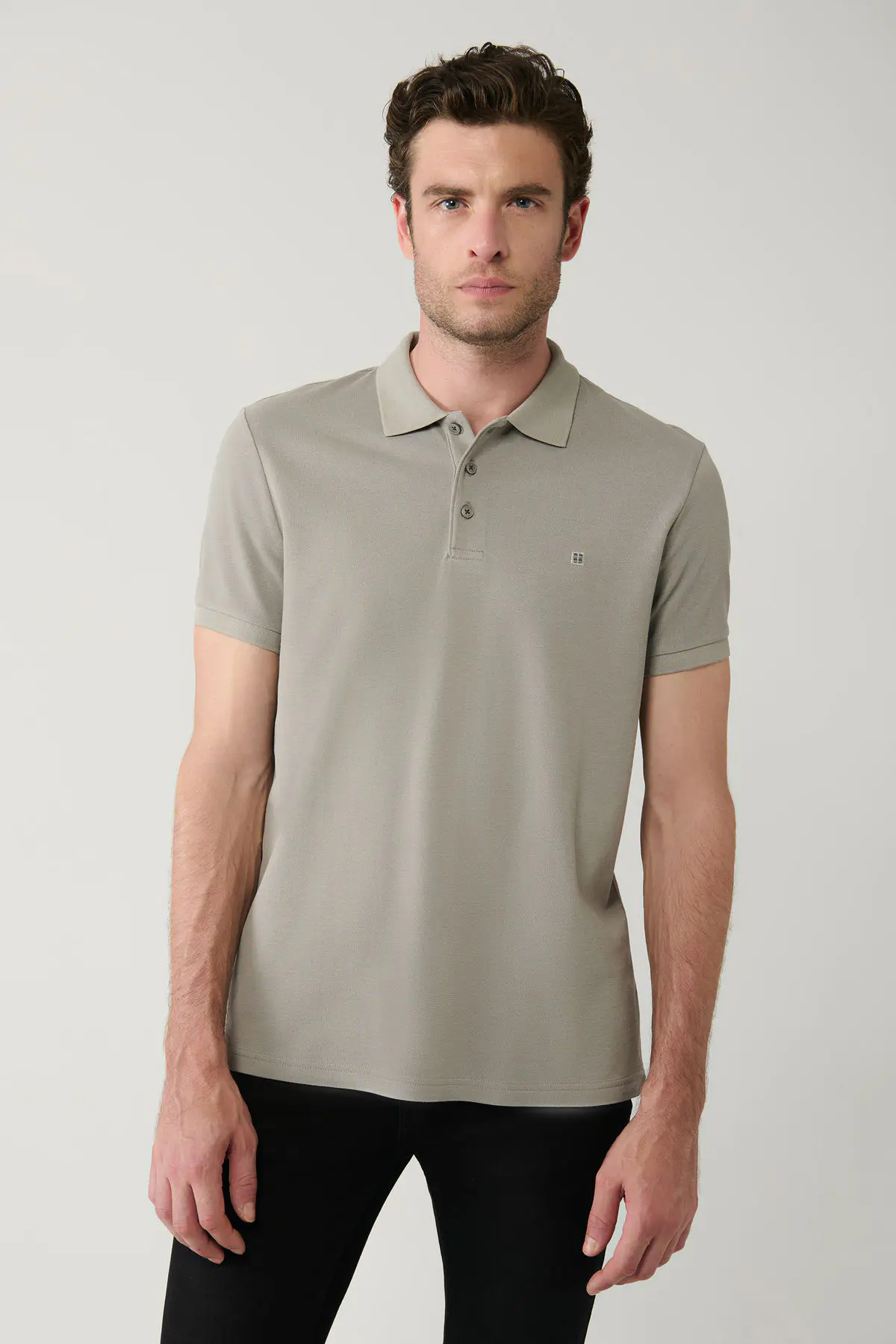 Erkek Taş Polo Yaka T-shirt %100 Pamuk Serin Tutan Regular Fit E001004