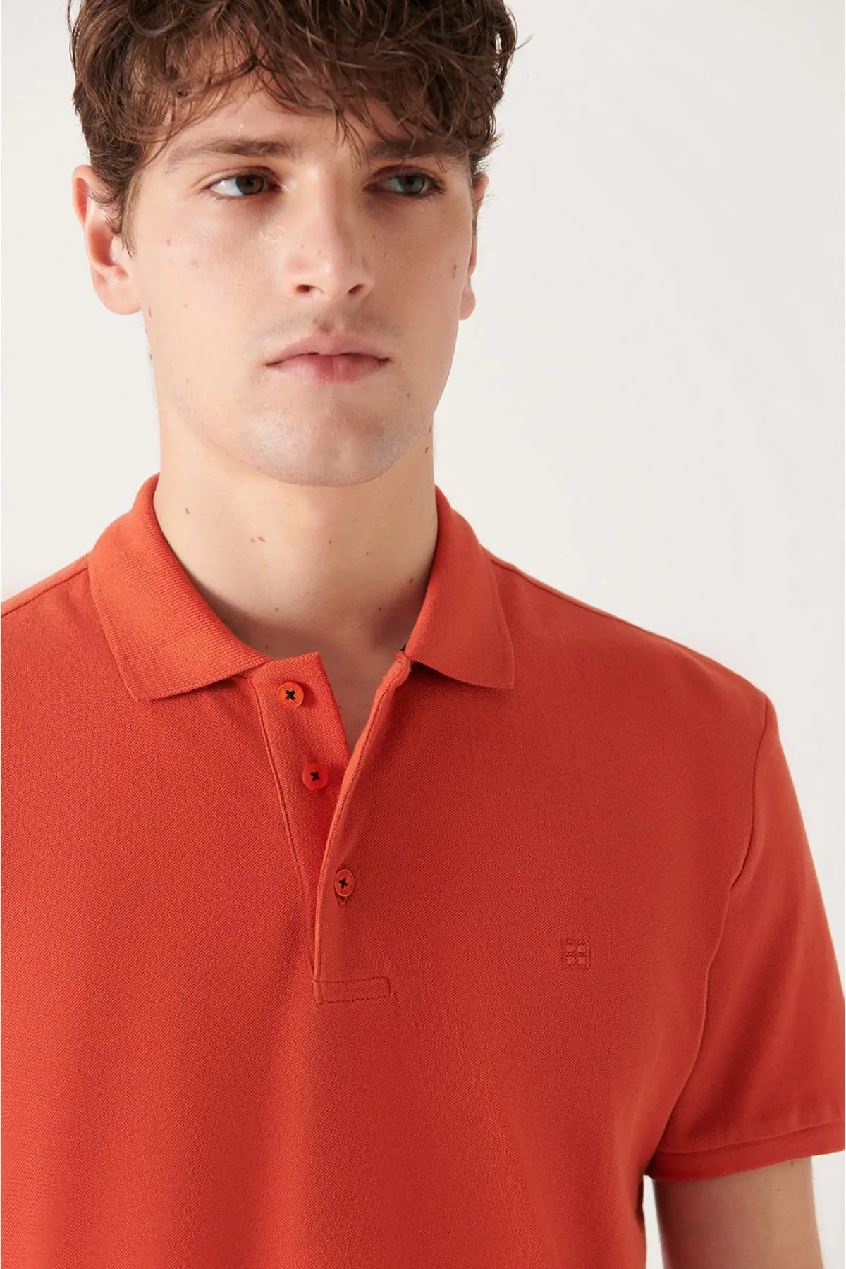 Erkek Koyu Turuncu Polo Yaka T-shirt %100 Pamuk Serin Tutan Regular Fit E001004