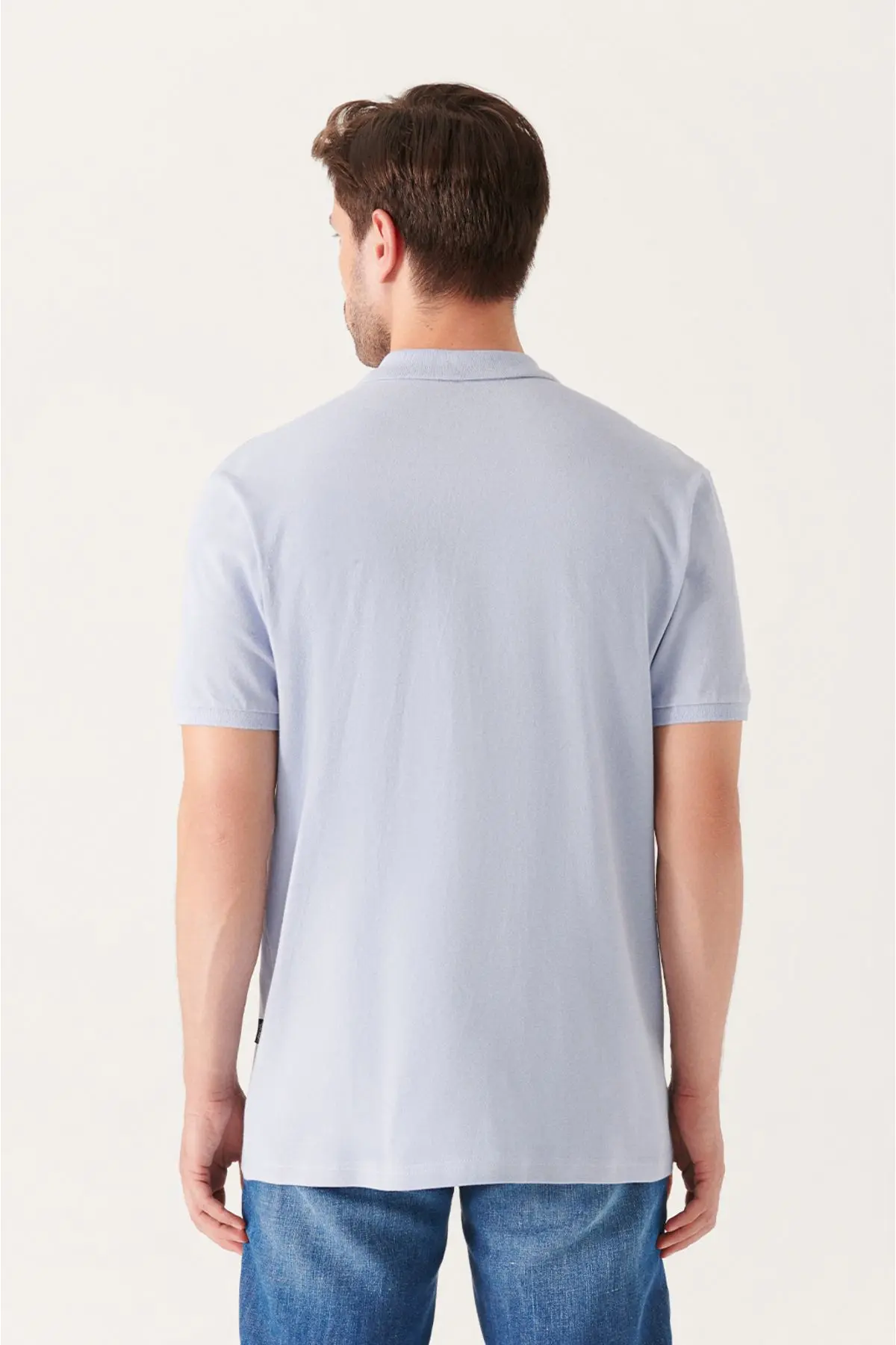 Erkek Açık Mavi Polo Yaka T-shirt %100 Pamuk Serin Tutan Regular Fit E001004