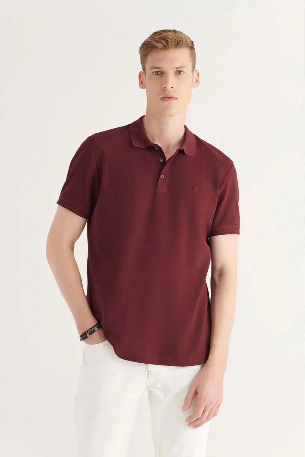 Erkek Koyu Bordo Polo Yaka T-shirt %100 Pamuk Serin Tutan Regular Fit E001004