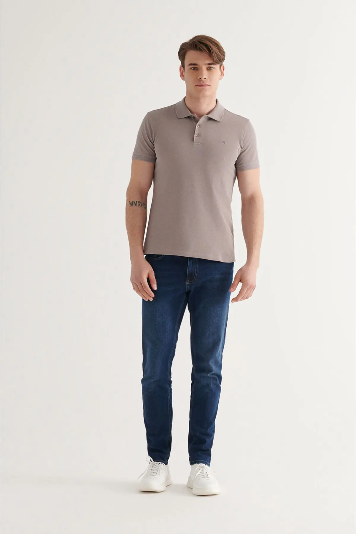 Erkek Koyu Vizon Polo Yaka T-shirt %100 Pamuk Serin Tutan Regular Fit E001004