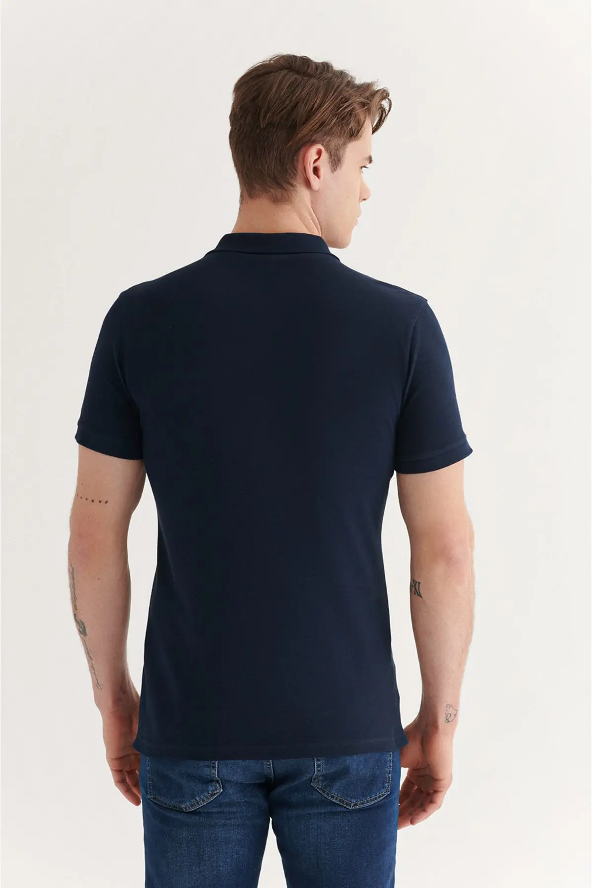 Erkek Lacivert Polo Yaka T-shirt %100 Pamuk Serin Tutan Regular Fit E001004