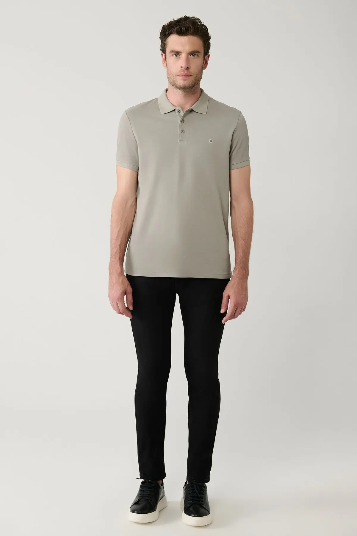 Erkek Taş Polo Yaka T-shirt %100 Pamuk Serin Tutan Regular Fit E001004