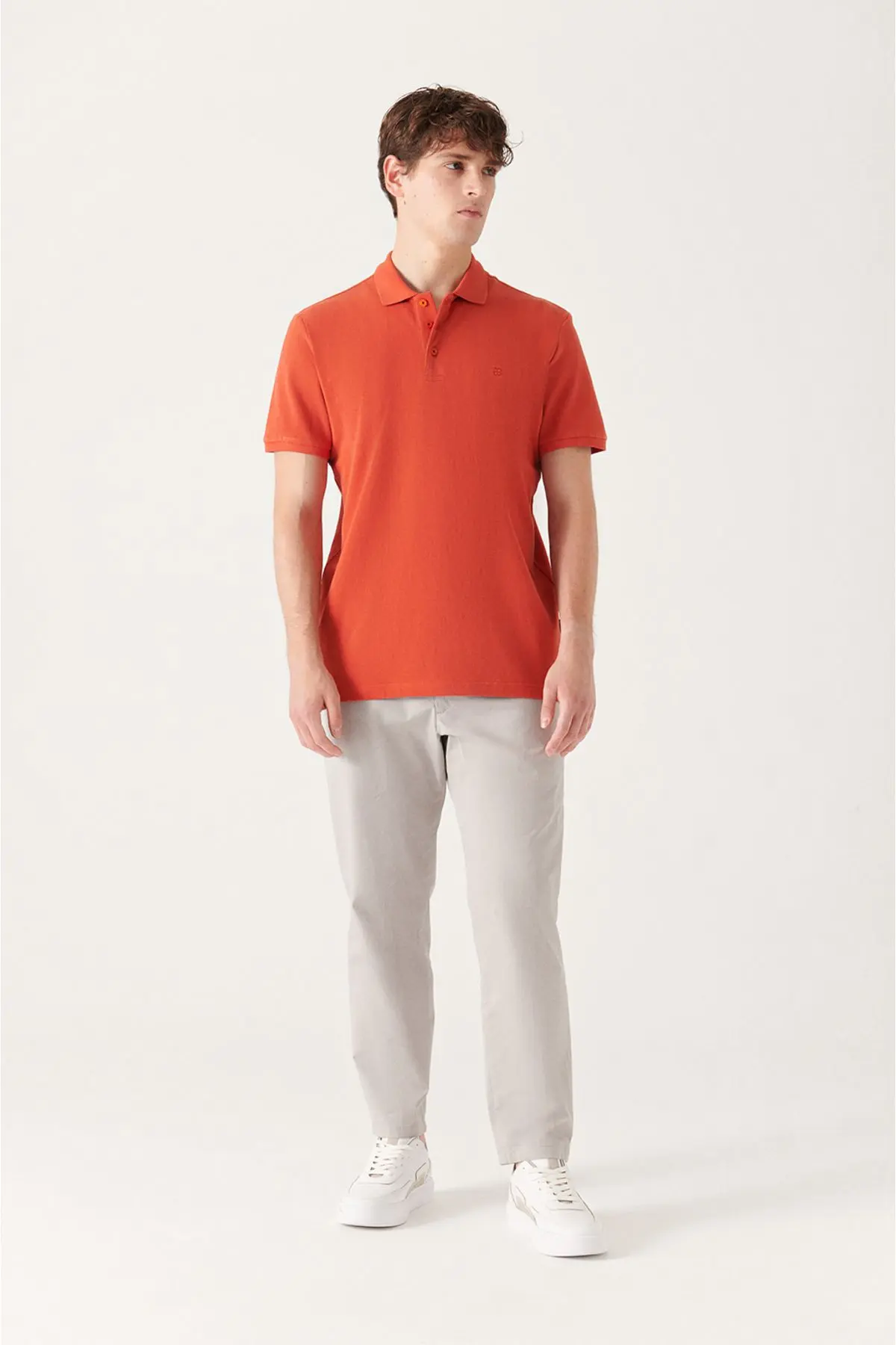 Erkek Koyu Turuncu Polo Yaka T-shirt %100 Pamuk Serin Tutan Regular Fit E001004