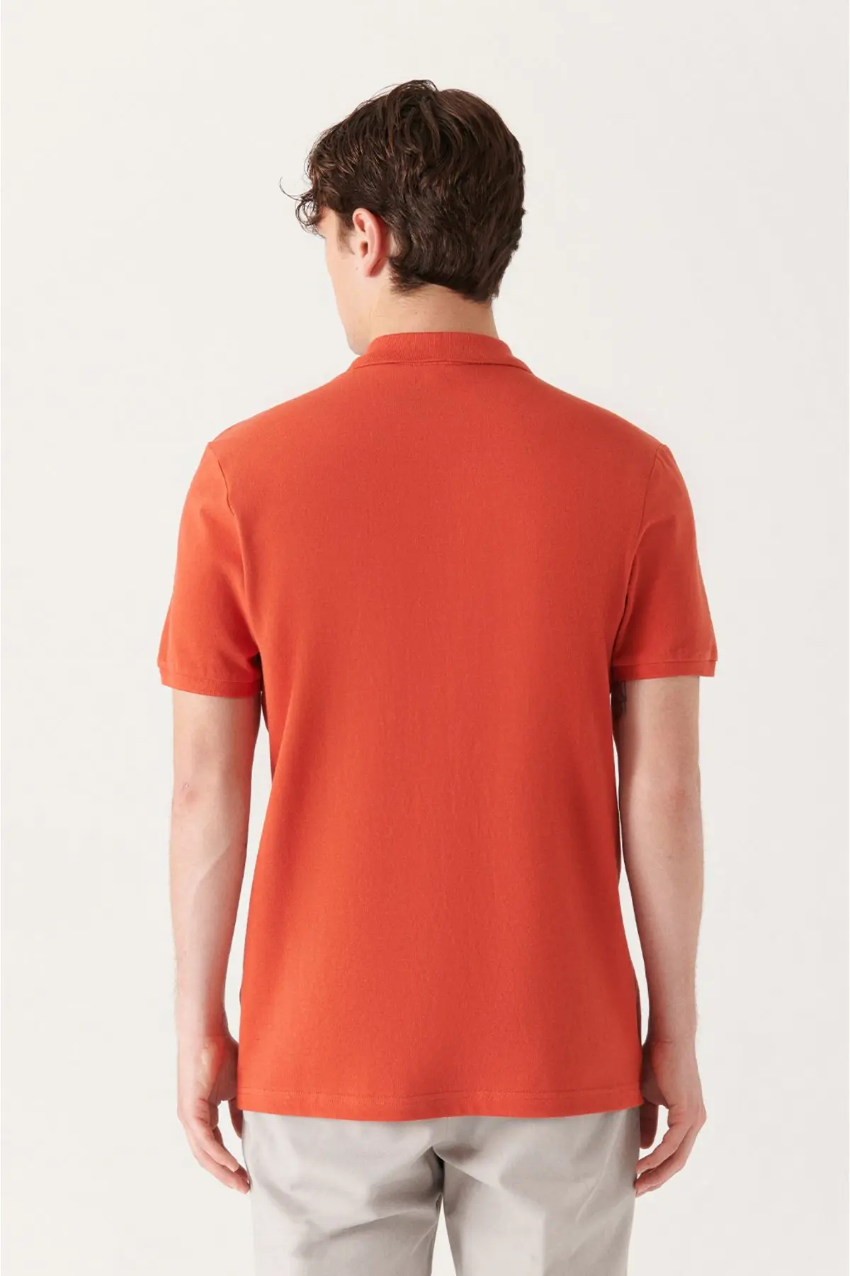 Erkek Koyu Turuncu Polo Yaka T-shirt %100 Pamuk Serin Tutan Regular Fit E001004