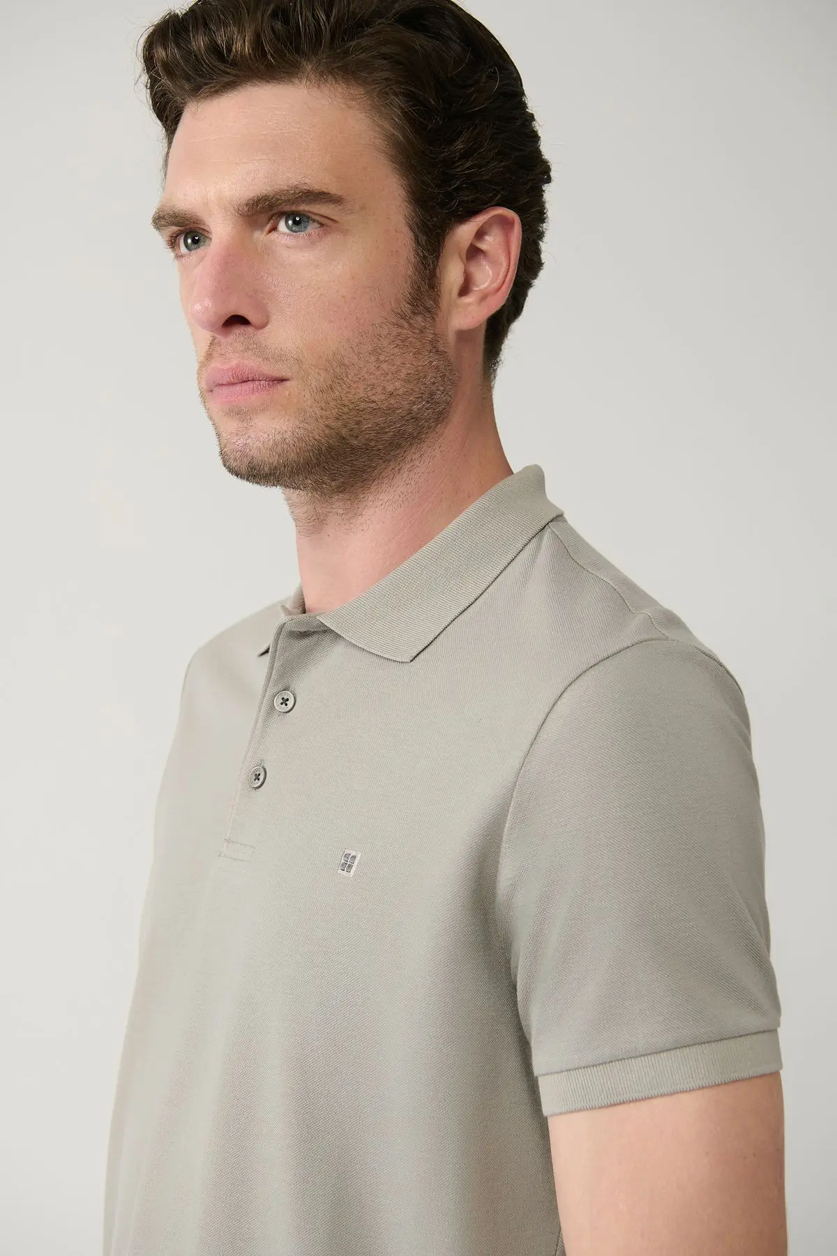 Erkek Taş Polo Yaka T-shirt %100 Pamuk Serin Tutan Regular Fit E001004