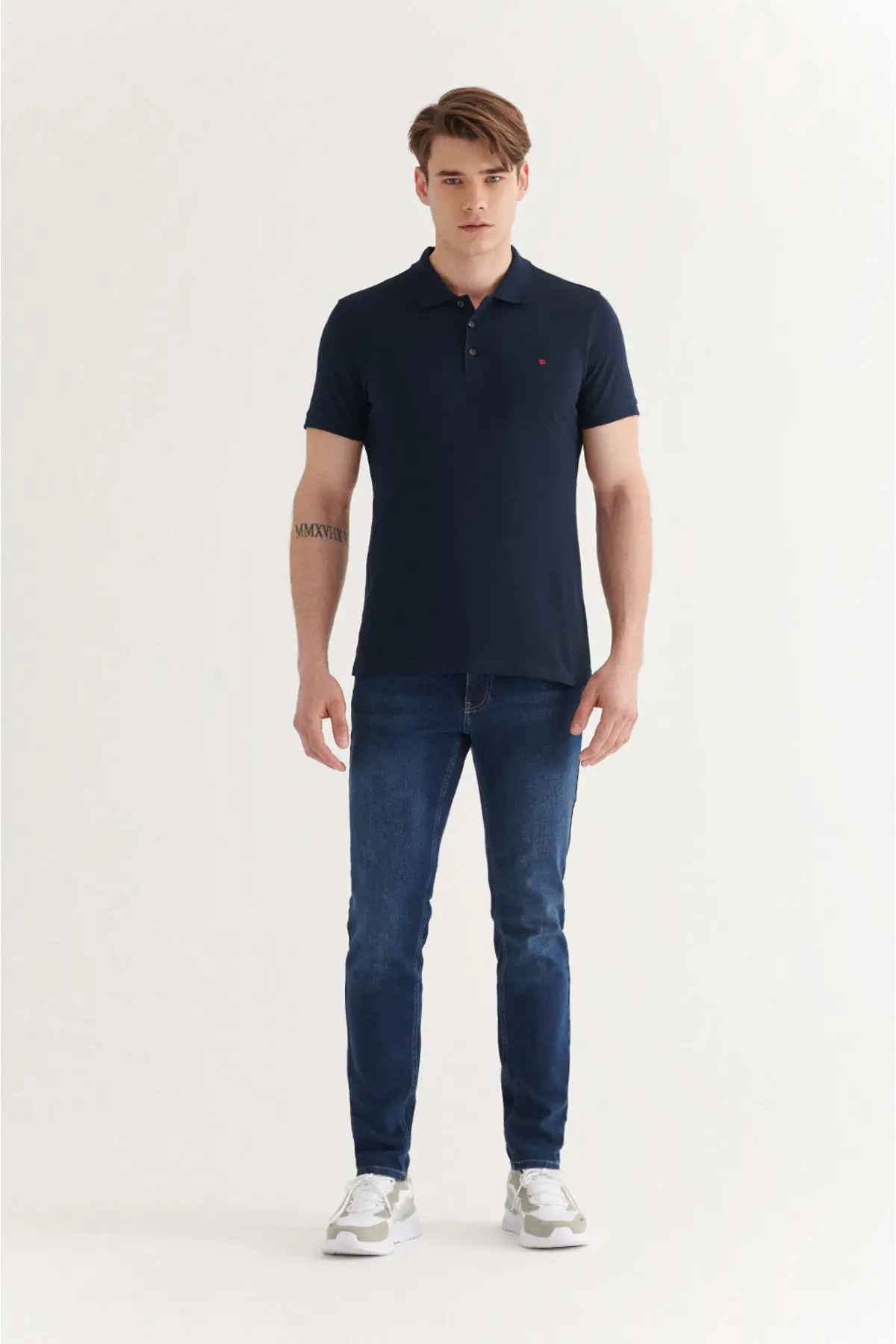 Erkek Lacivert Polo Yaka T-shirt %100 Pamuk Serin Tutan Regular Fit E001004