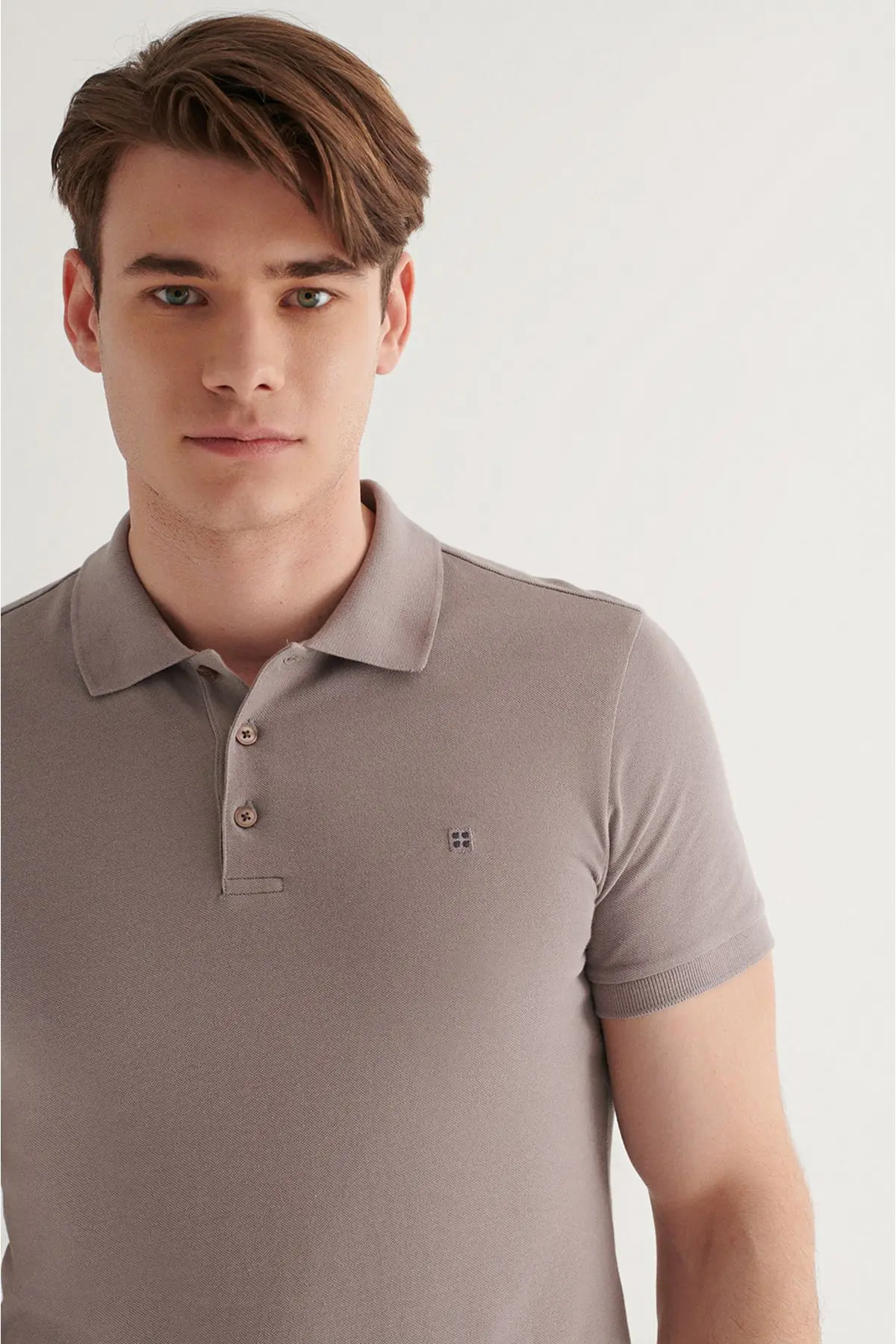 Erkek Koyu Vizon Polo Yaka T-shirt %100 Pamuk Serin Tutan Regular Fit E001004