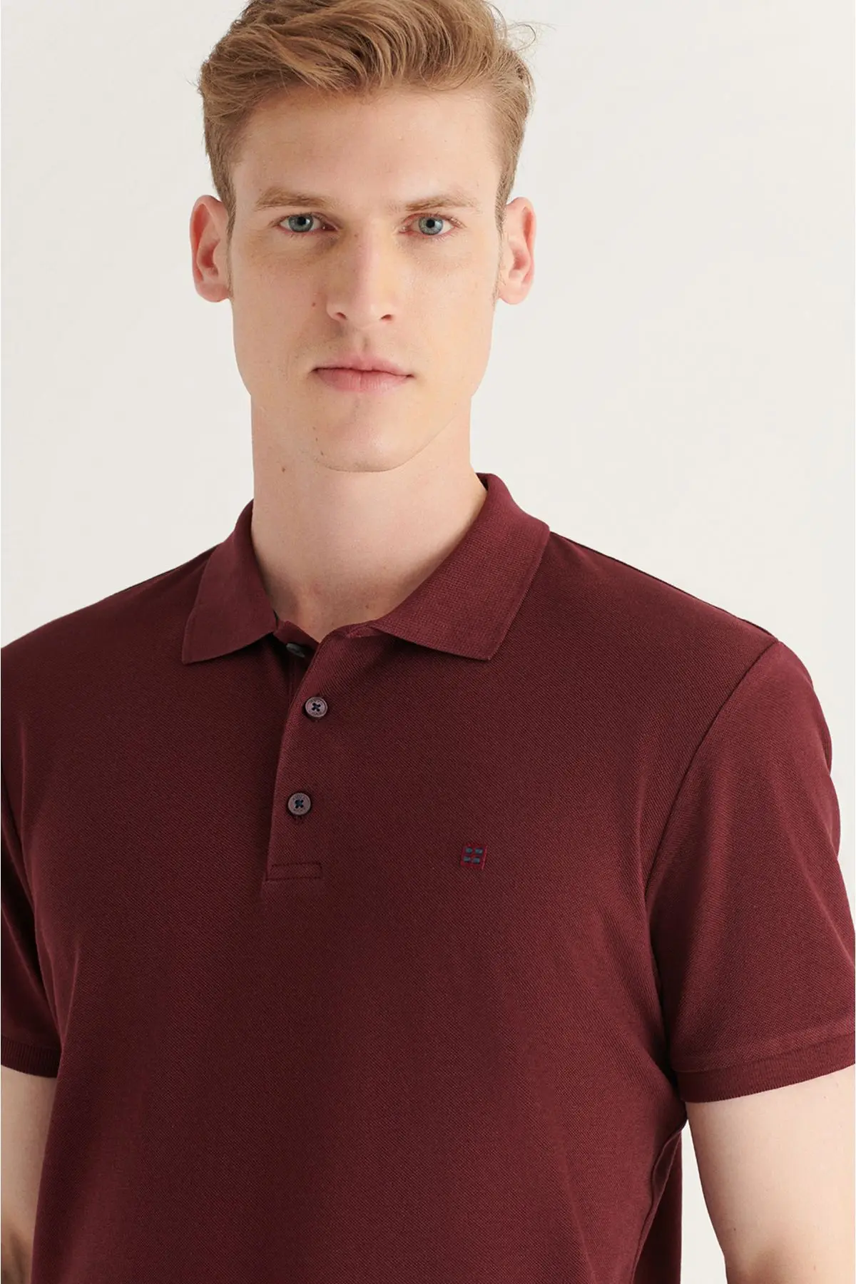 Erkek Koyu Bordo Polo Yaka T-shirt %100 Pamuk Serin Tutan Regular Fit E001004