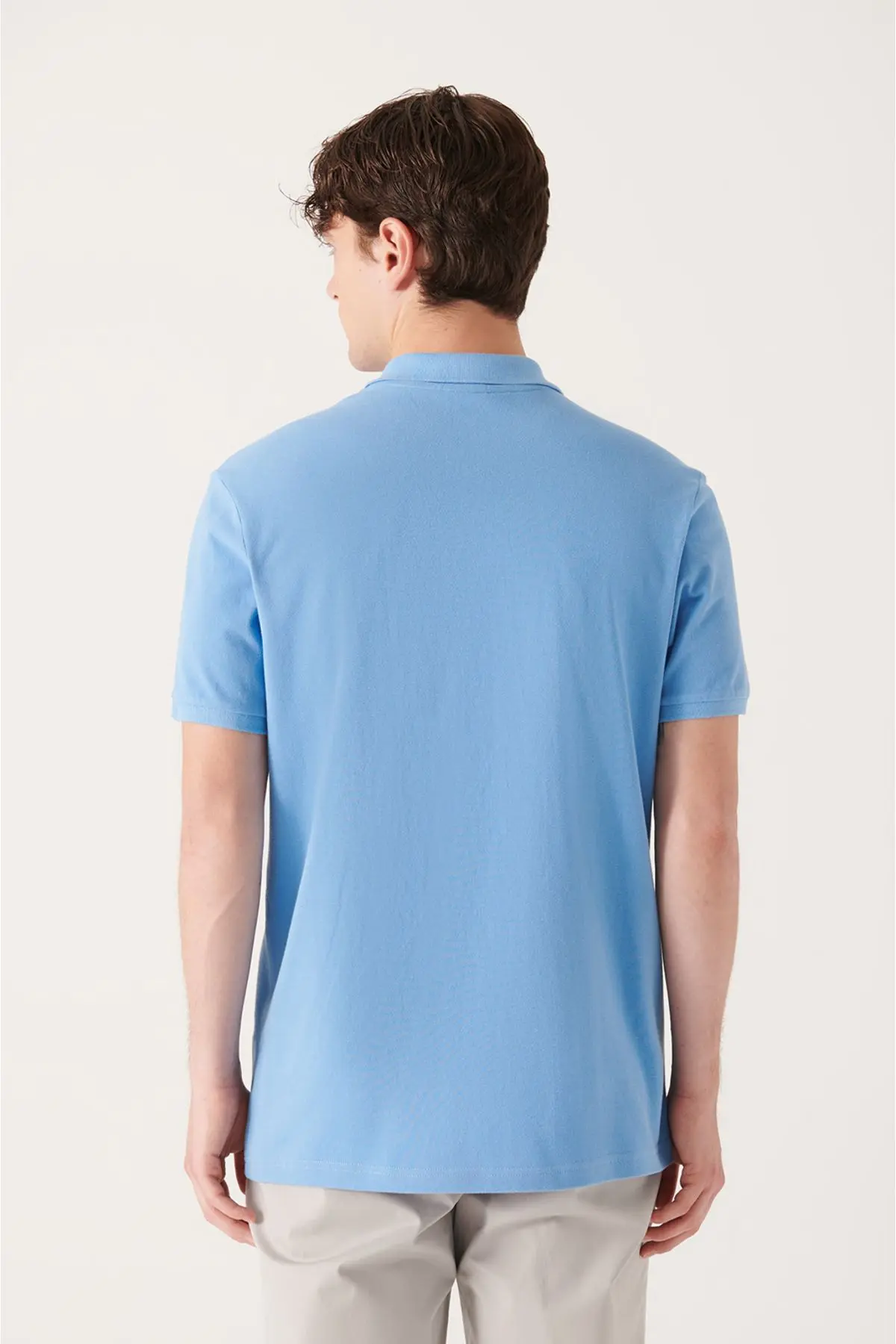 Erkek Mavi Polo Yaka T-shirt %100 Pamuk Serin Tutan Regular Fit E001004