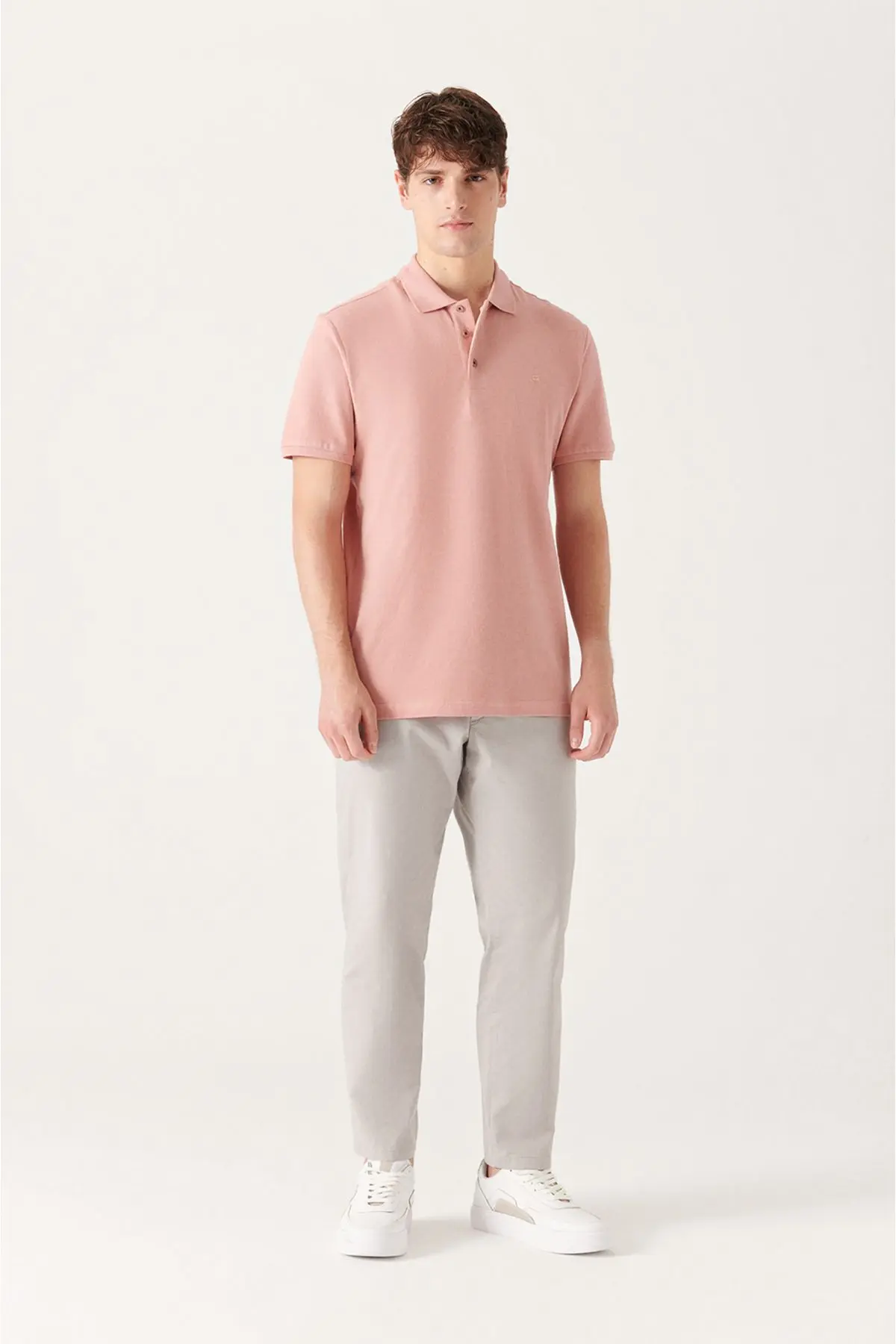 Erkek Gül Kurusu Polo Yaka T-shirt %100 Pamuk Serin Tutan Regular Fit E001004
