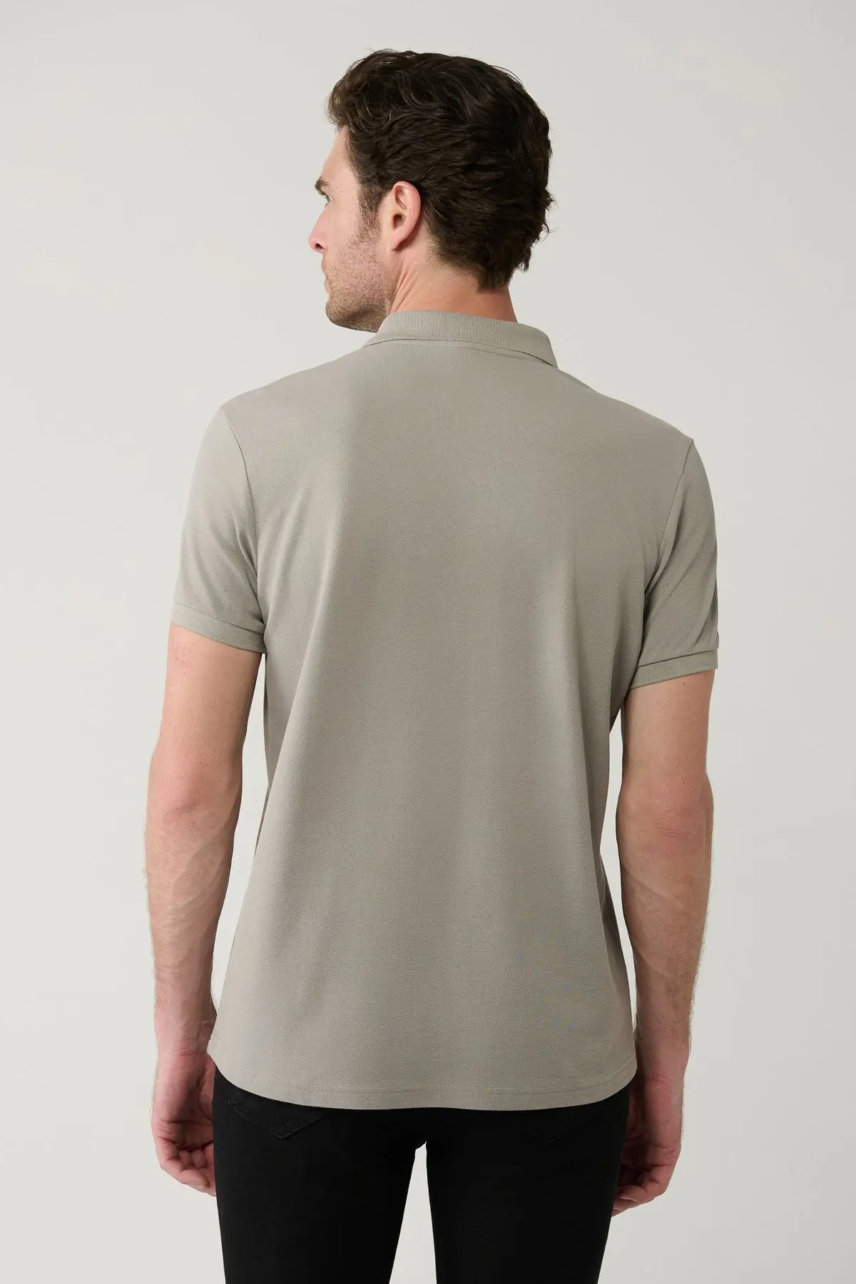 Erkek Taş Polo Yaka T-shirt %100 Pamuk Serin Tutan Regular Fit E001004