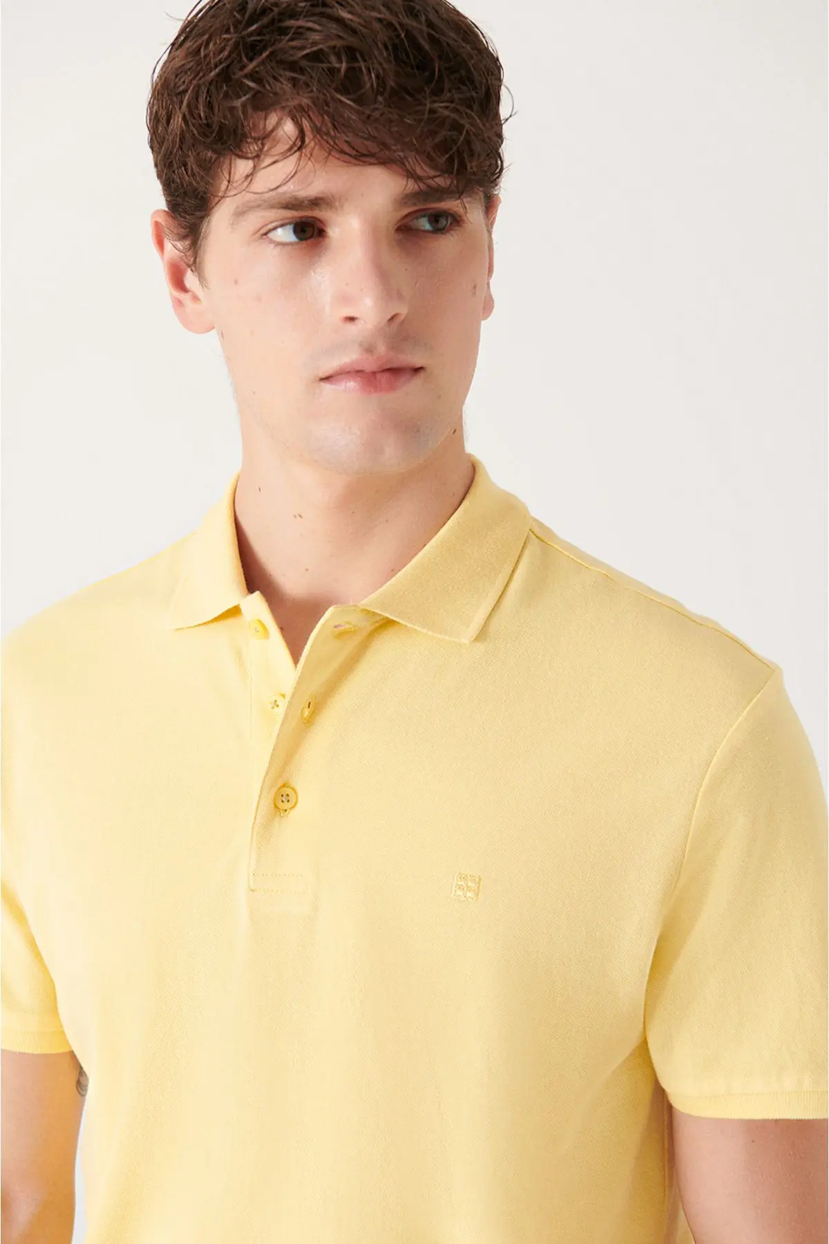 Erkek Sarı Polo Yaka T-shirt %100 Pamuk Serin Tutan Regular Fit E001004