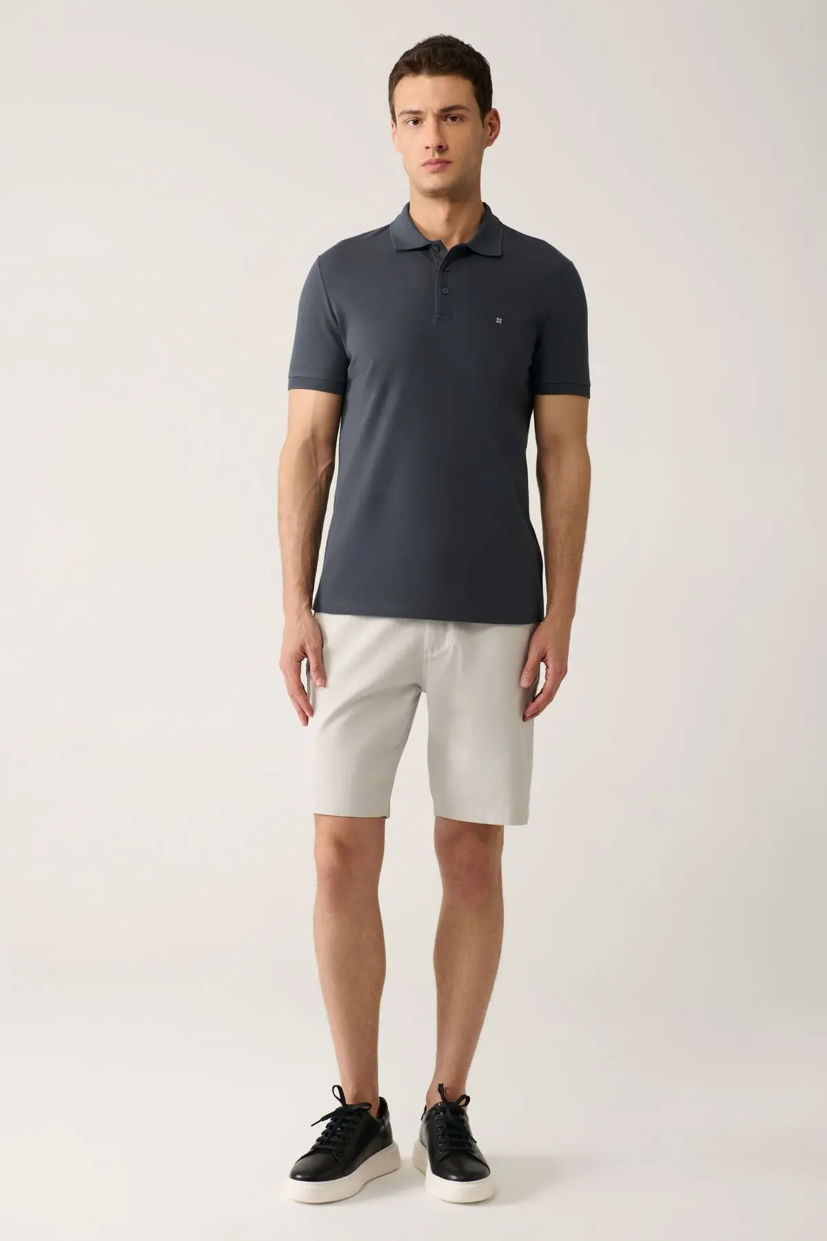 Erkek Antrasit Polo Yaka T-shirt %100 Pamuk Serin Tutan Regular Fit E001004