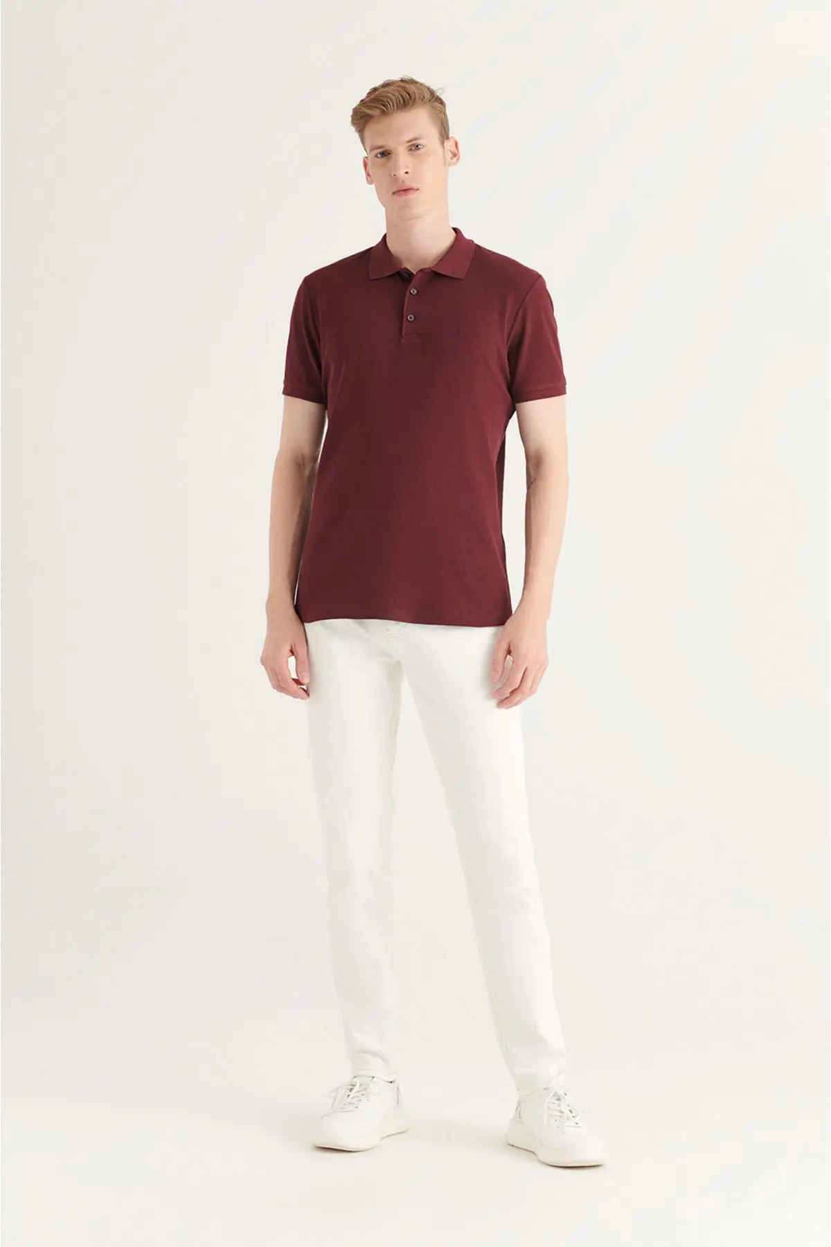 Erkek Koyu Bordo Polo Yaka T-shirt %100 Pamuk Serin Tutan Regular Fit E001004