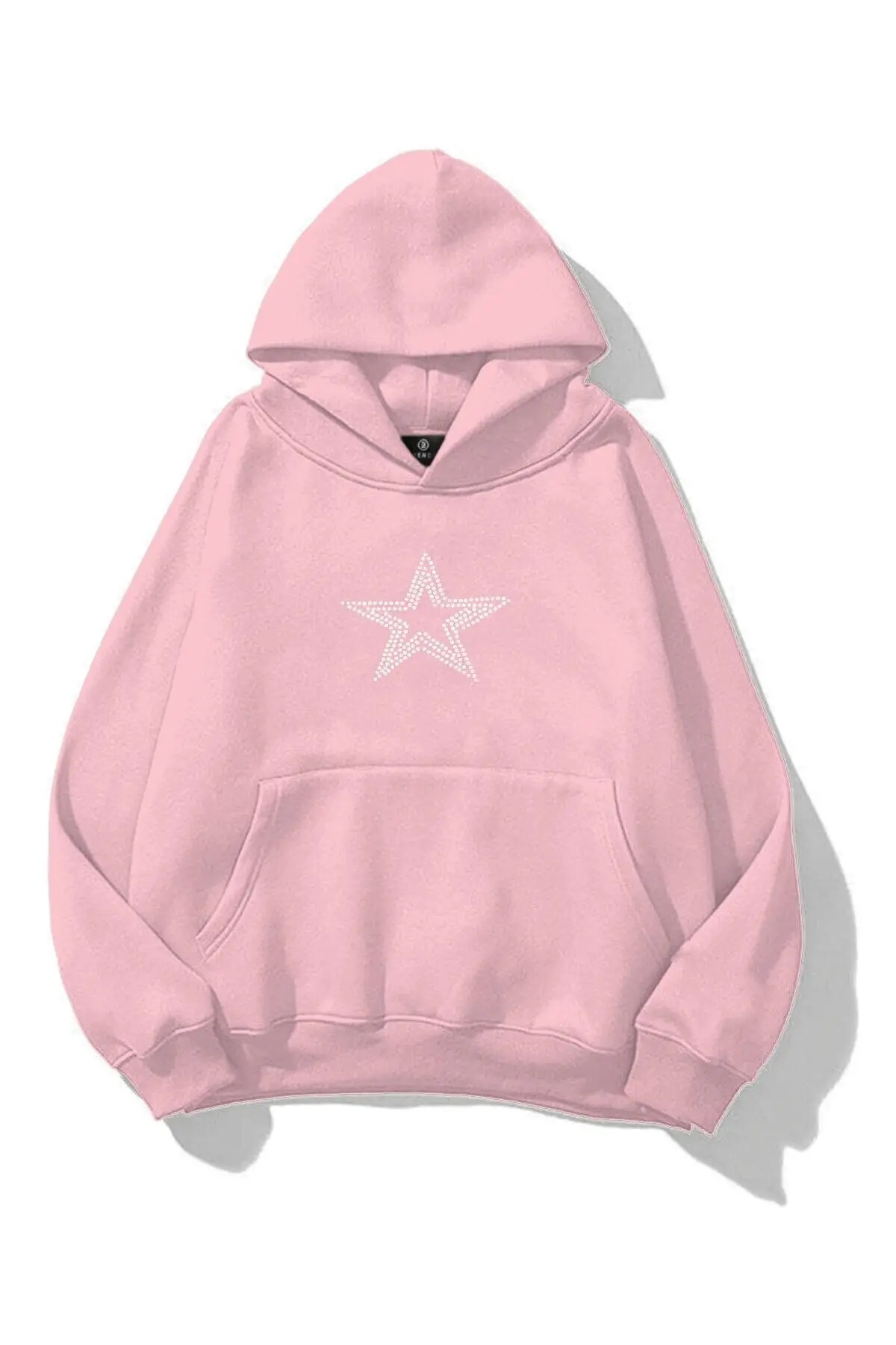 Trendiz Unisex Star Stroke Taş Baskılı Sweatshirt Pembe