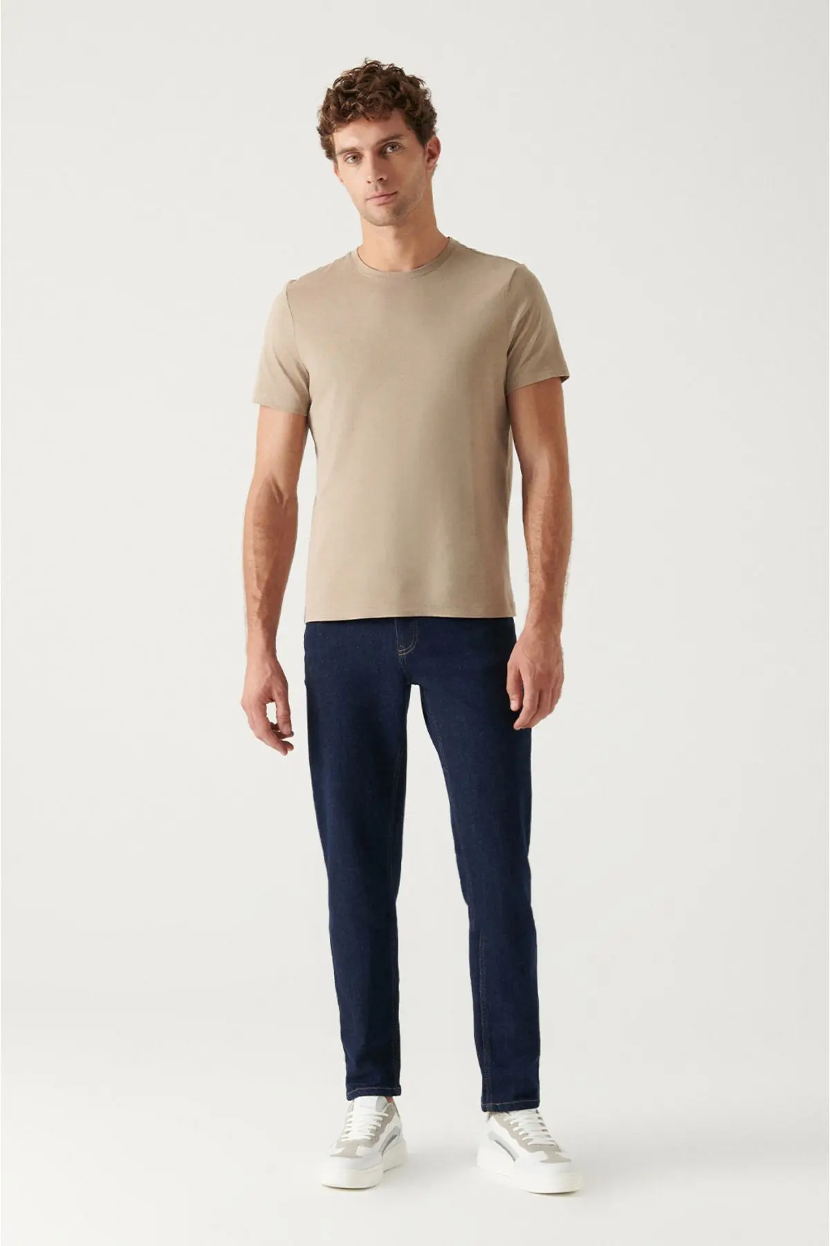 Erkek Vizon T-shirt %100 Pamuk Nefes Alan Bisiklet Yaka Regular Fit E001000