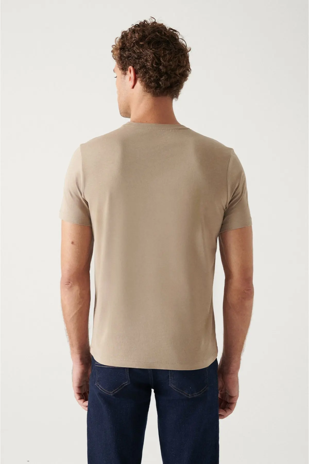 Erkek Vizon T-shirt %100 Pamuk Nefes Alan Bisiklet Yaka Regular Fit E001000