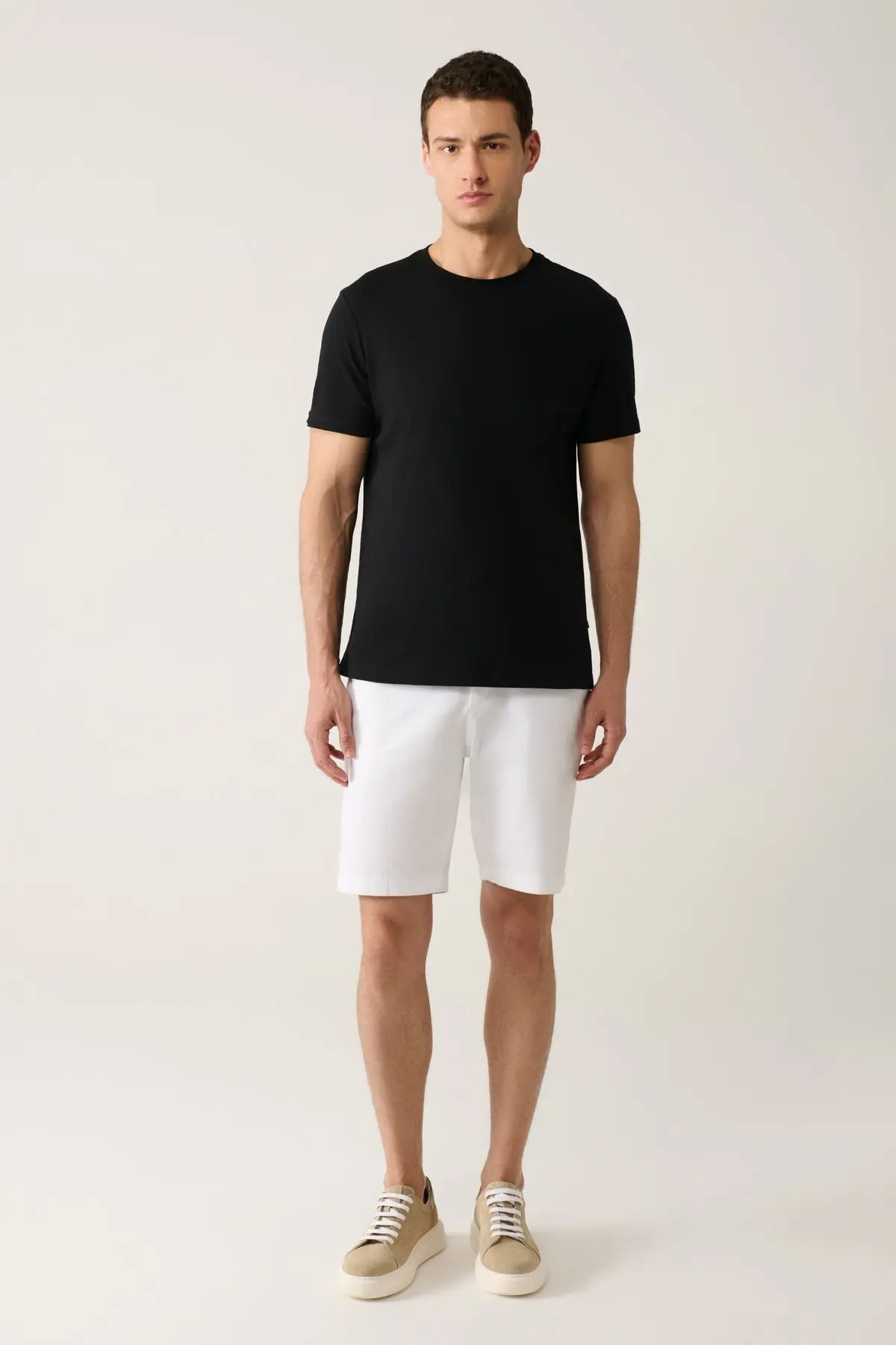 Erkek Siyah T-shirt %100 Pamuk Nefes Alan Bisiklet Yaka Regular Fit E001000