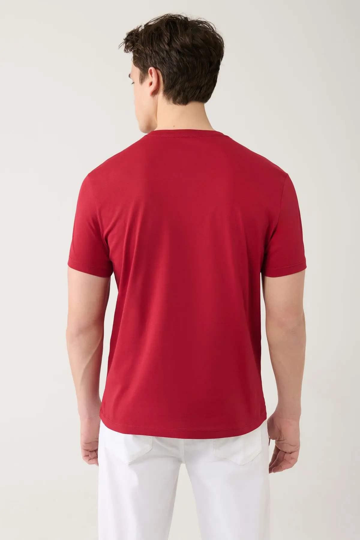 Erkek Bordo T-shirt %100 Pamuk Nefes Alan Bisiklet Yaka Regular Fit E001000