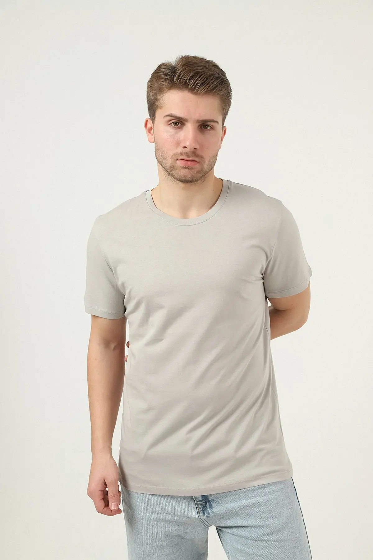 Siyah Beyaz Lacivert Gri Taş Regular Fit %100 Pamuklu Basic Erkek Tişört 5 Li Paket