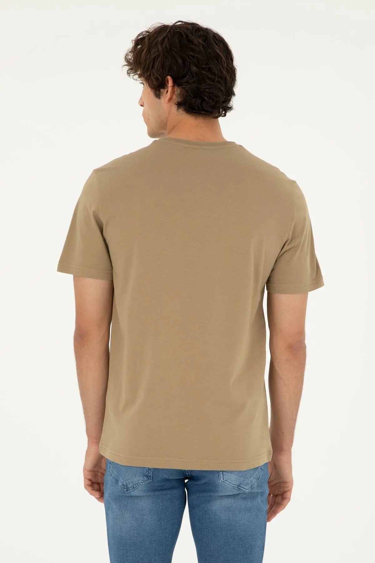 Erkek Haki Basic Tişört 50294224-VR027