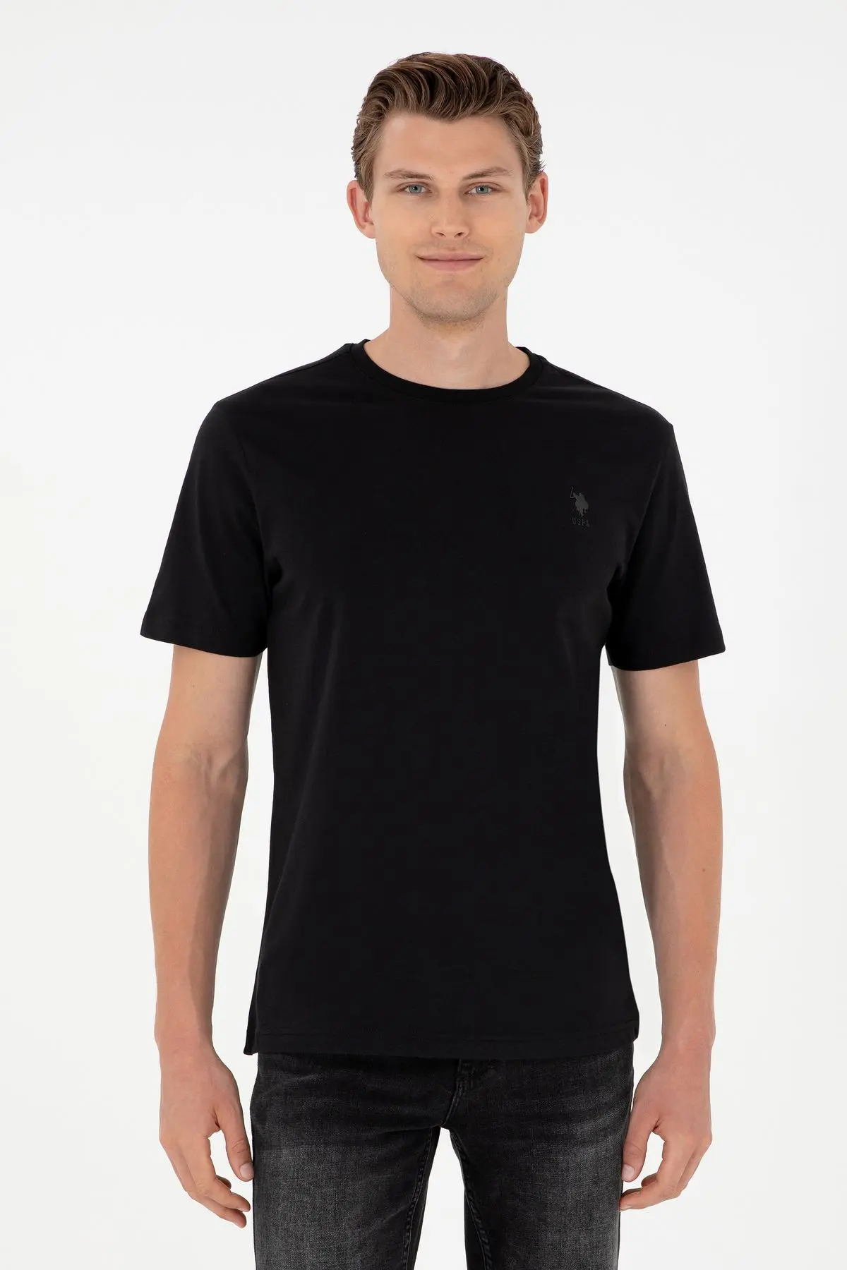 U.S. Polo Assn. Erkek Siyah Basic Tişört 50294224-VR046