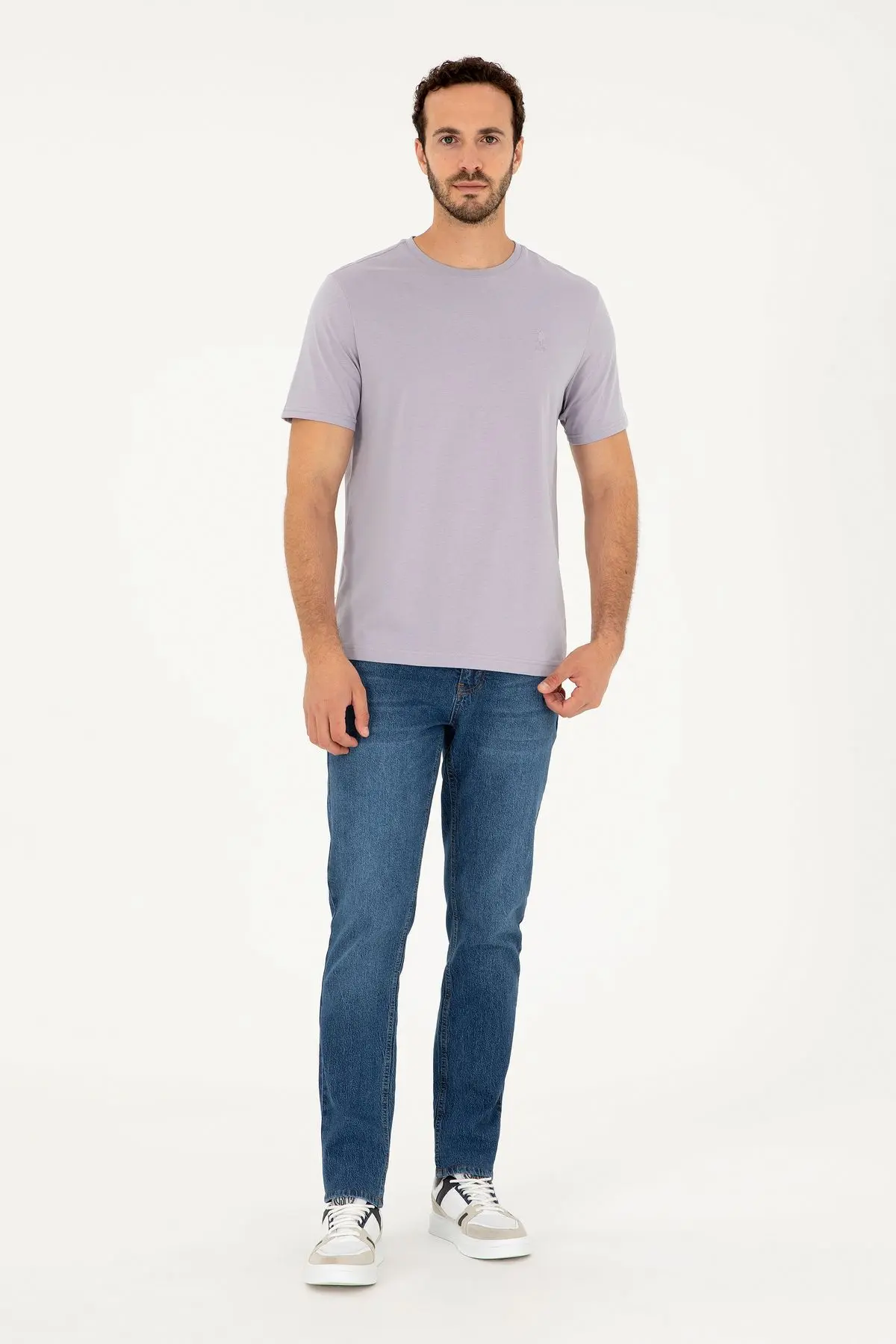 Erkek Gri Basic Tişört 50294224-VR024