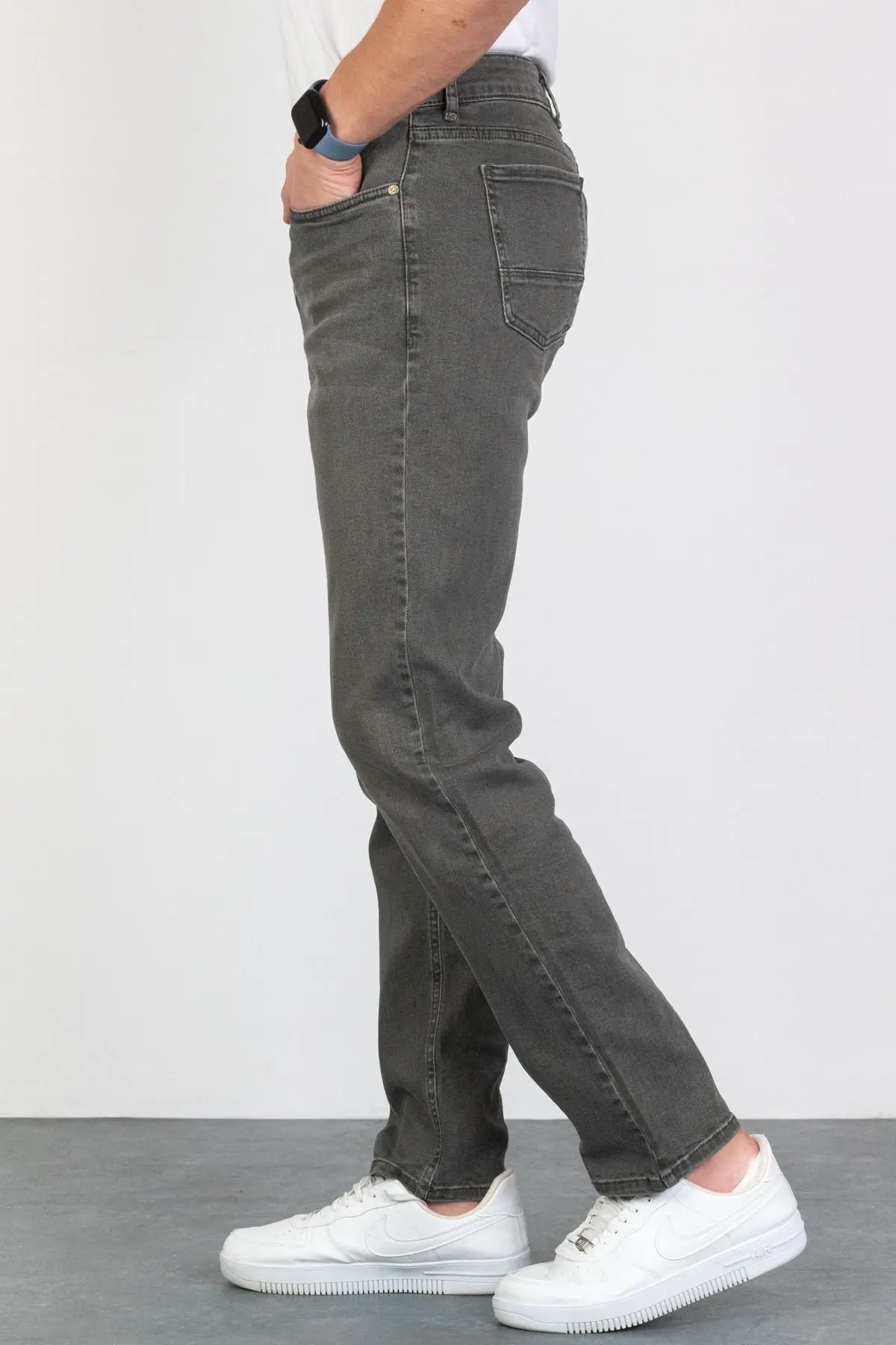 Erkek Açık Haki Regular Fit Rahat Kesim Esnek Likralı Denim Jeans Kot Pantolon HLTHE001910