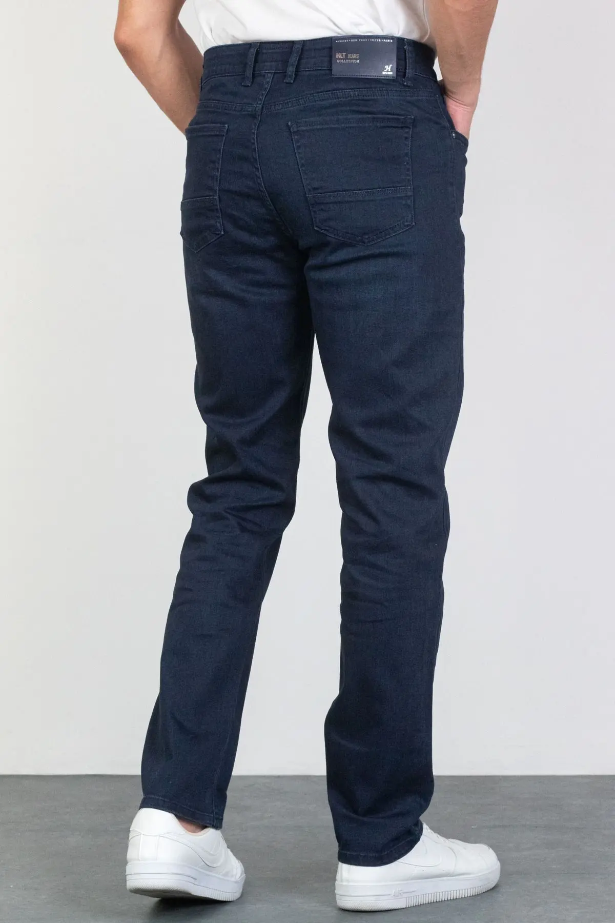 Erkek Lacivert Regular Fit Rahat Kesim Esnek Likralı Denim Jeans Kot Pantolon Hlthe003005