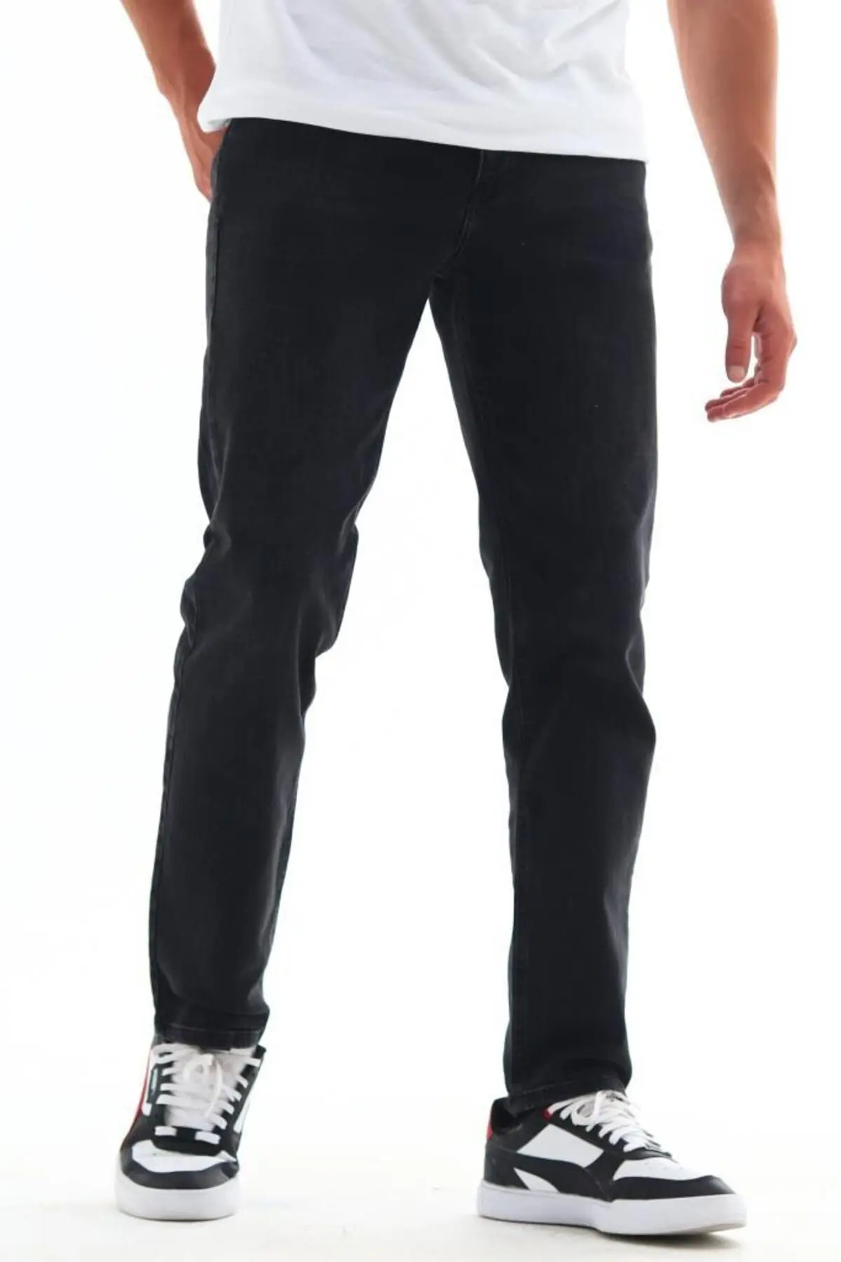 Erkek Antrasit Füme Fit Boru Paça Esnek Likralı Denim Jeans Kot Pantolon Hlthe001936k