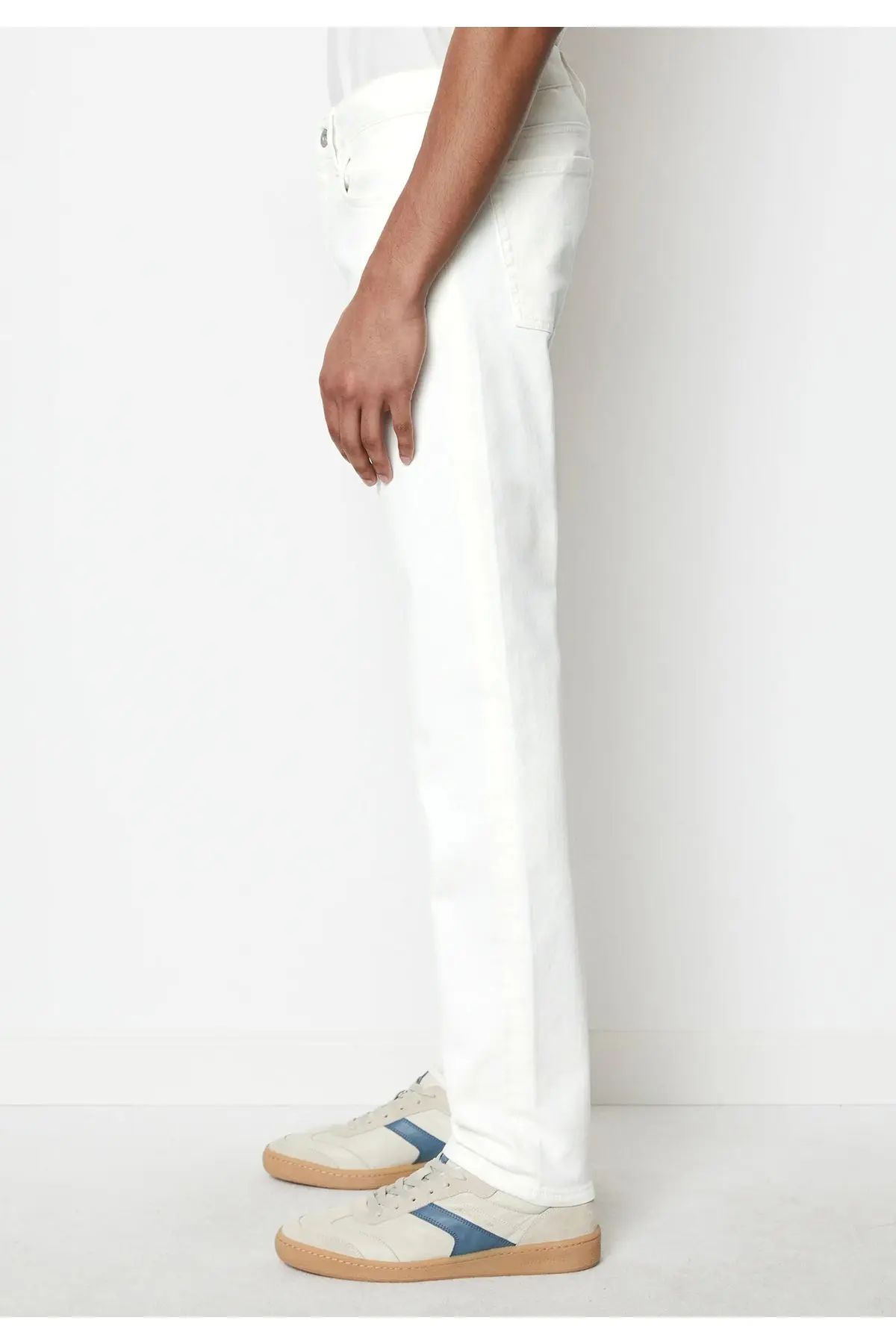 Erkek Beyaz Regular Likralı Esnek Pantolon HLTHE001978