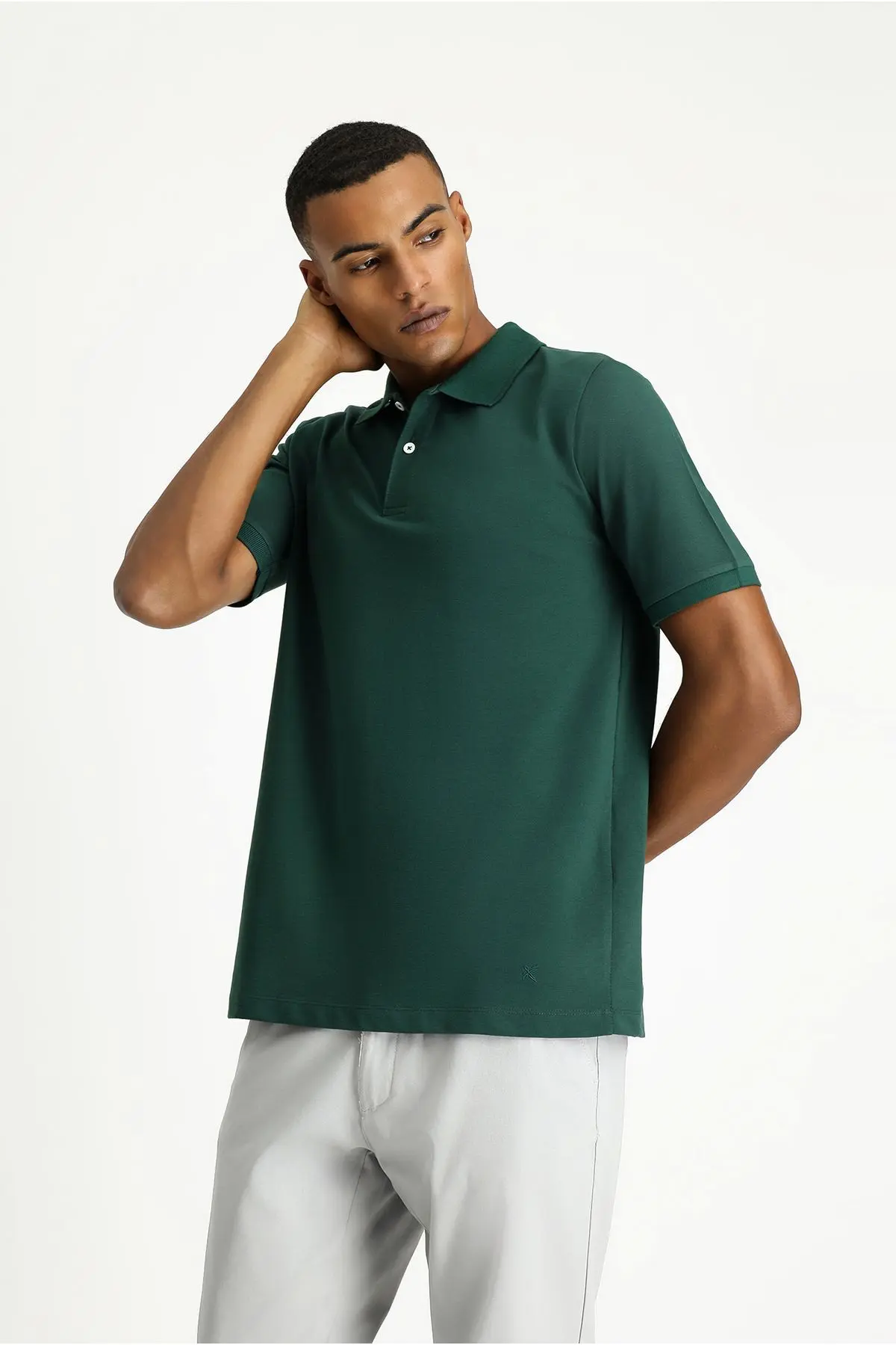 Polo Yaka Regular Fit Nakışlı Pamuk Tişört