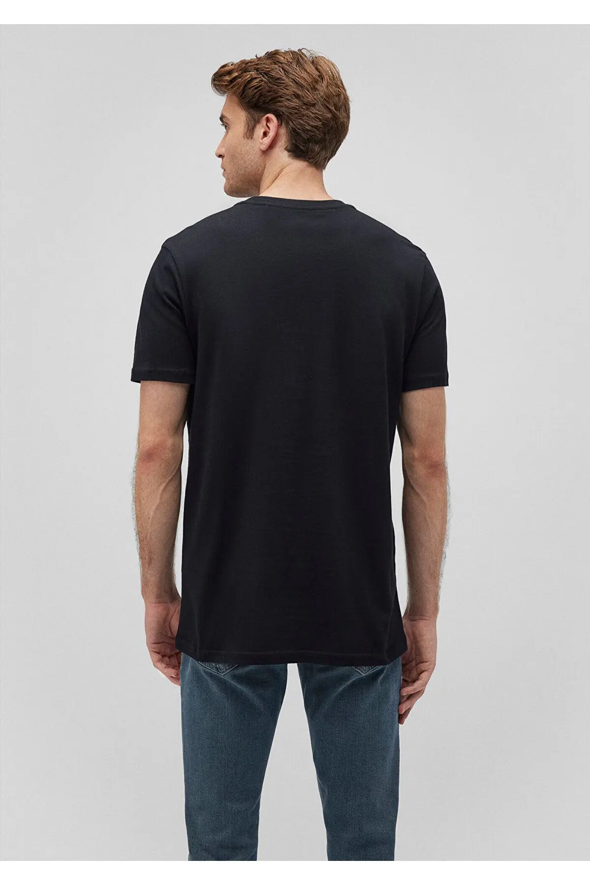 Logo Baskılı Siyah Tişört Slim Fit / Dar Kesim 065781-900