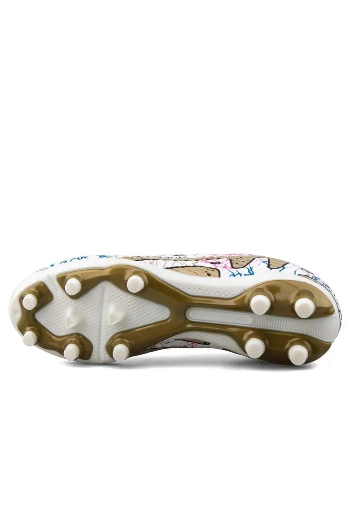 Air Laliga Krampon Çoraplı - Beyaz/Altın/Desenli