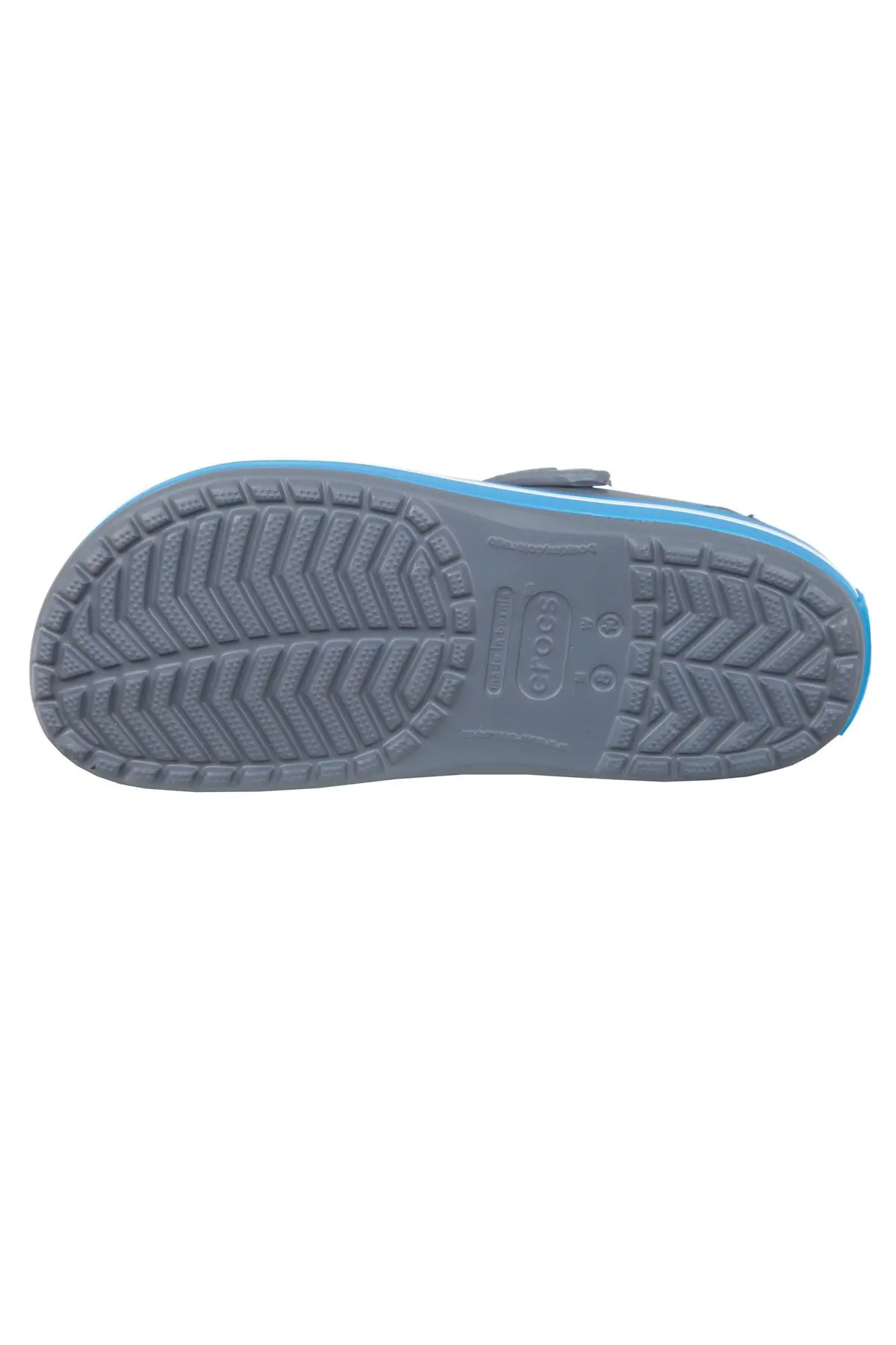 Koyu Gri Unisex Crocband Kenarı Mavi Beyaz Çizgili Terlik