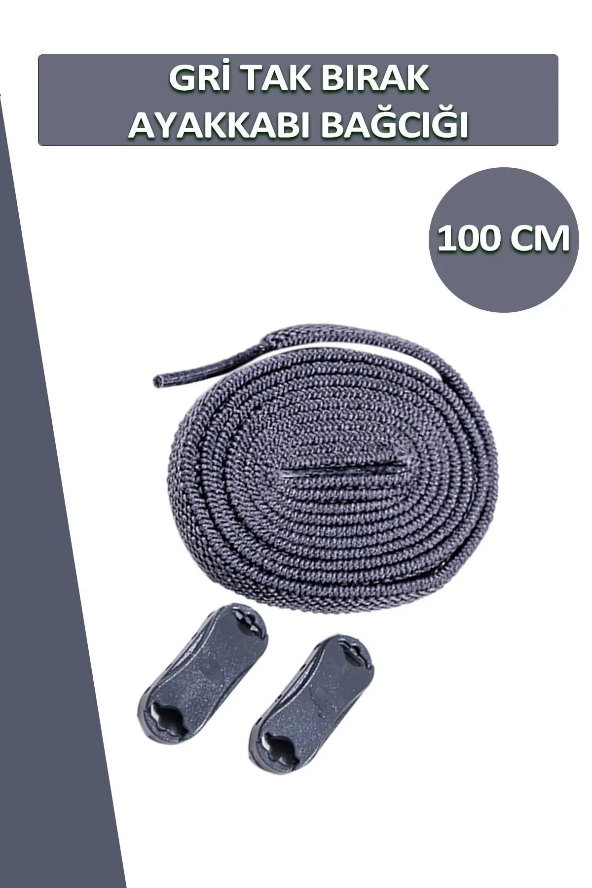 Dopar Gri Elastik Akıllı Esnek Bağcık Tak Bırak Ayakkabı Bağcığı 1 Çift 100cm