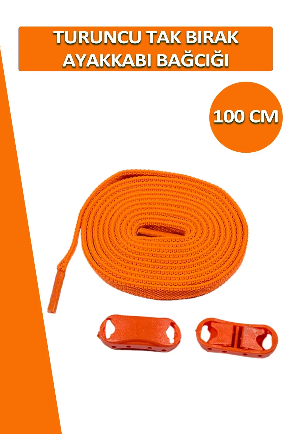 Dopar Turuncu Elastik Akıllı Esnek Bağcık Tak Bırak Ayakkabı Bağcığı 1 Çift 100cm