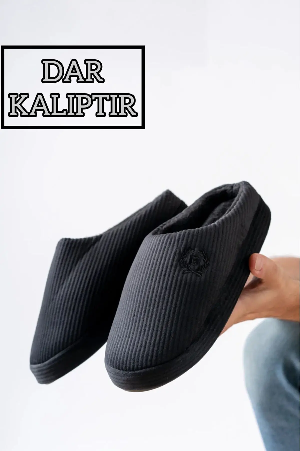Unisex Nakışlı Kadife Ev Terliği